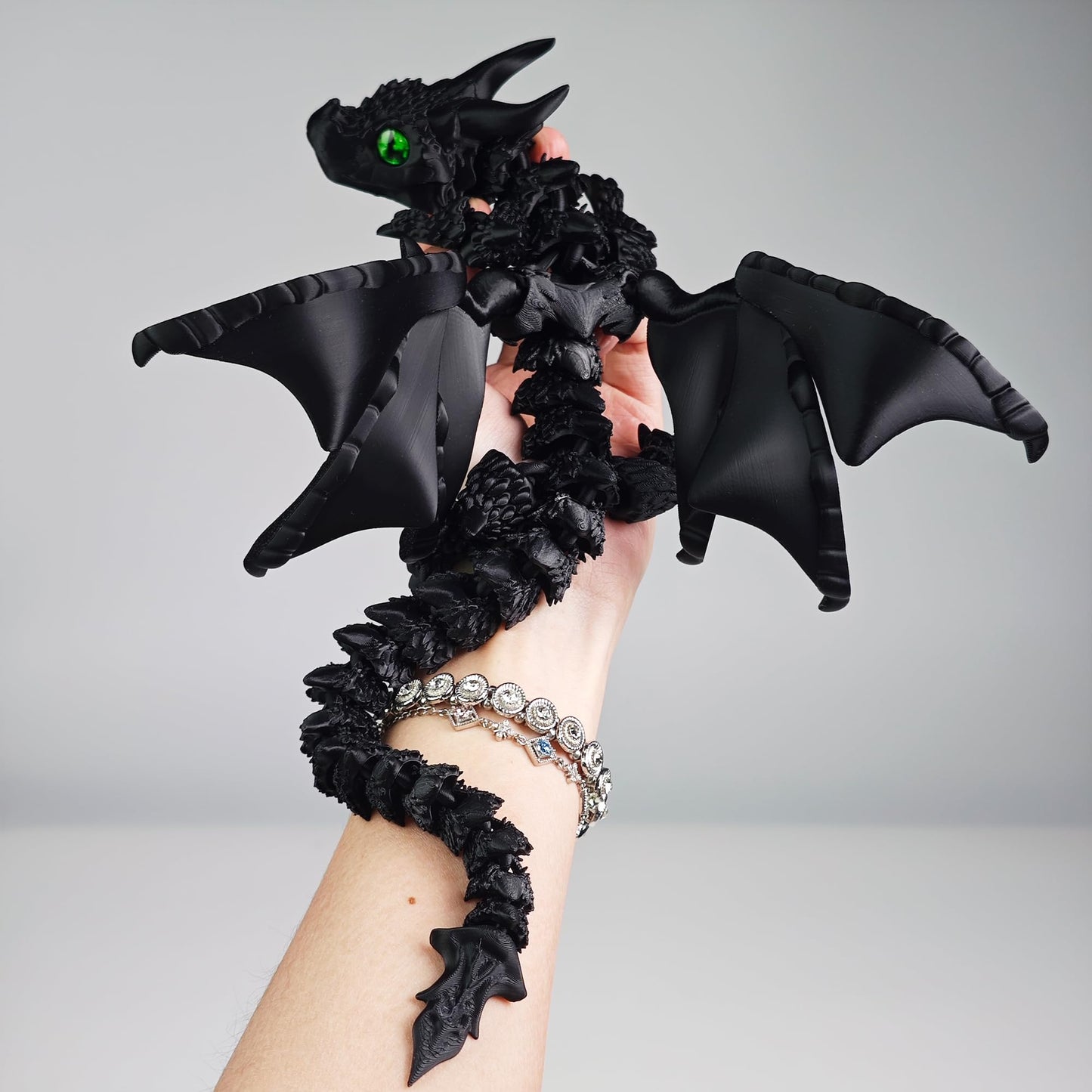 3D Printed Dragon with Wings, 3D Printed Animals Toys, Fidget Dragon Toys, Flexible Articulated Winged Crystal Dragon Model, Desktop Pet Decor, Dragon Gift for Kids & Adult (Random-Rainbow)