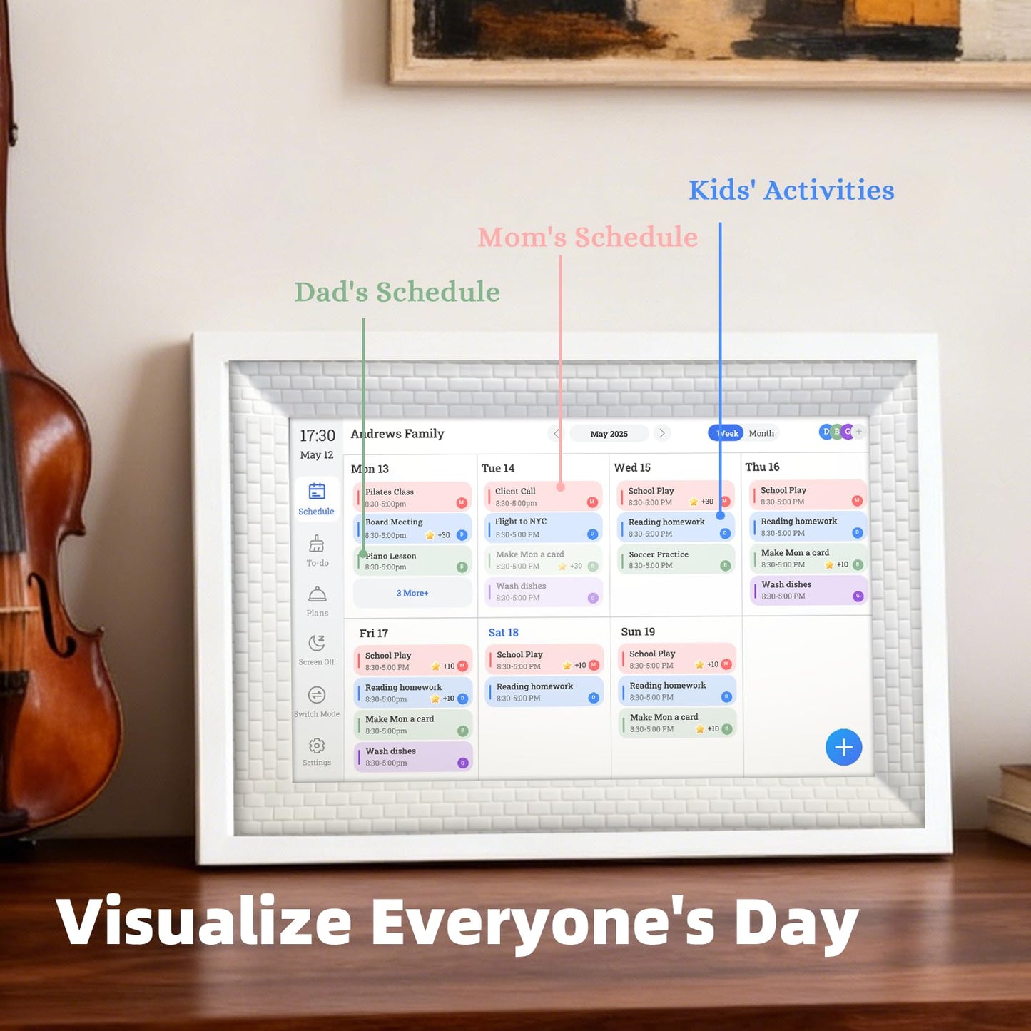 10.1" Smart Chore Chart & Visual Schedule for Kids - Digital Daily Routine Board, Neurodivergent Friendly Gamified Planner display, App Syncs w/ Google Calendar, No Subscription (Classic Routine Edition)