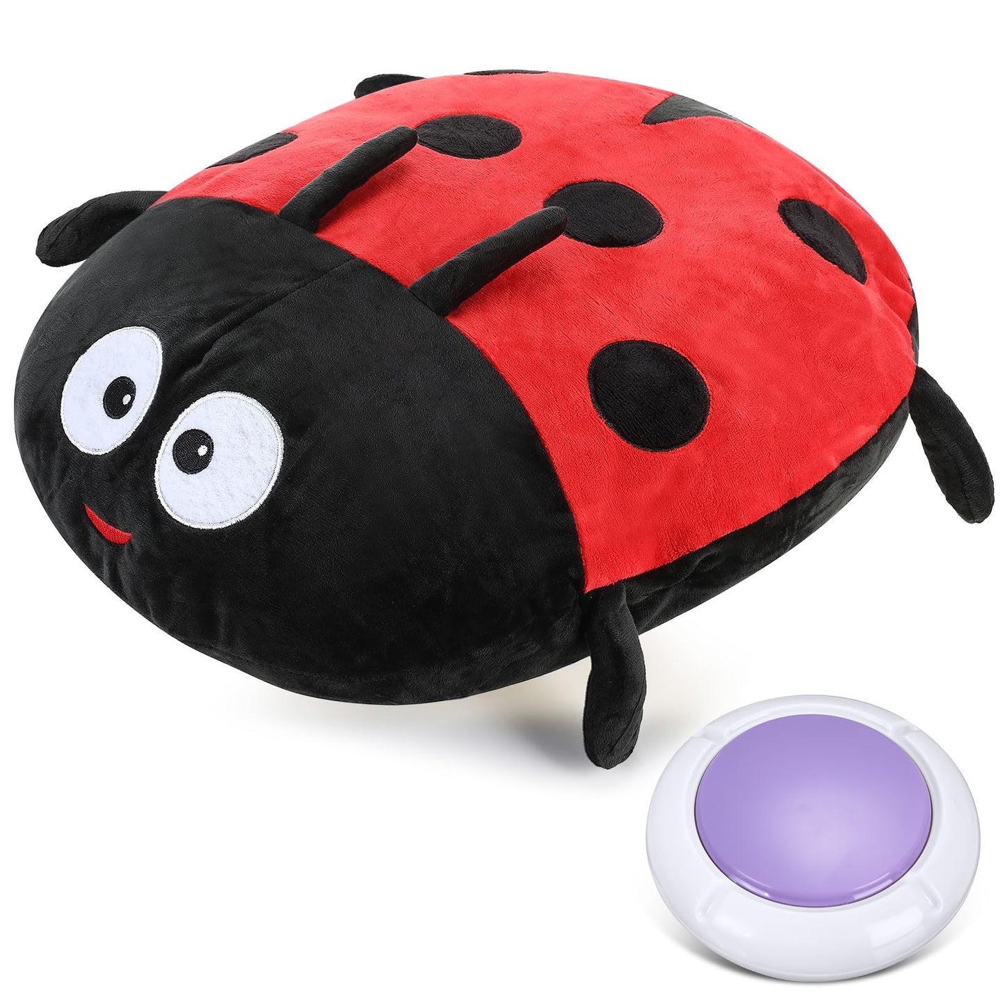 Kigley Ladybug Sensory Vibrating Pillow for Autistic Adults, Pressure Activated Vibrating Stuffed Animal Plush Soft Textured Therapy Stimulation for Relieve Pain Stress Holiday Birthday Party Gifts