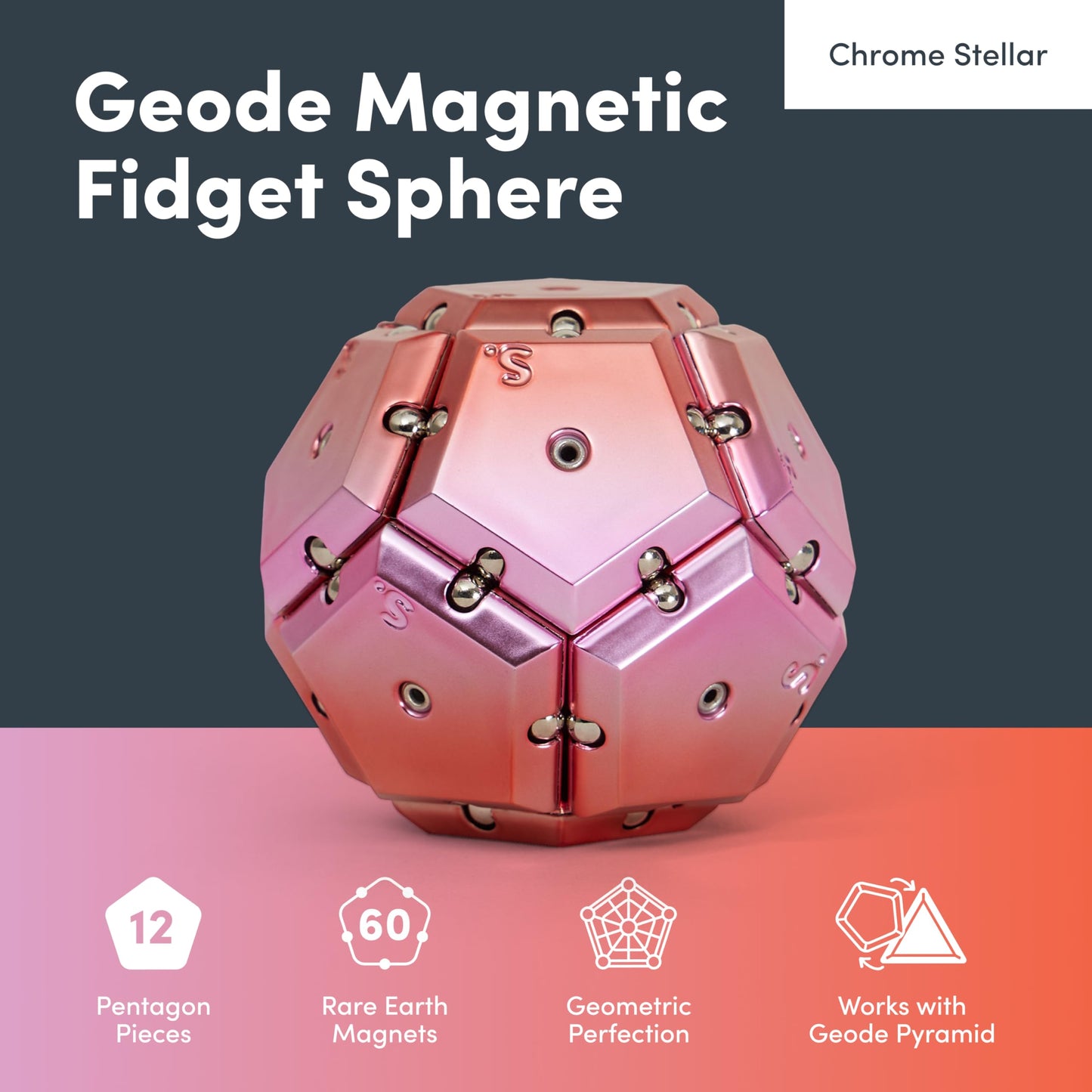 Speks Geode Magnetic Fidget Toy | Sensory Desk Toy for Adults & Teens 14+ | Stress Relief Gift | Sphere, Cool