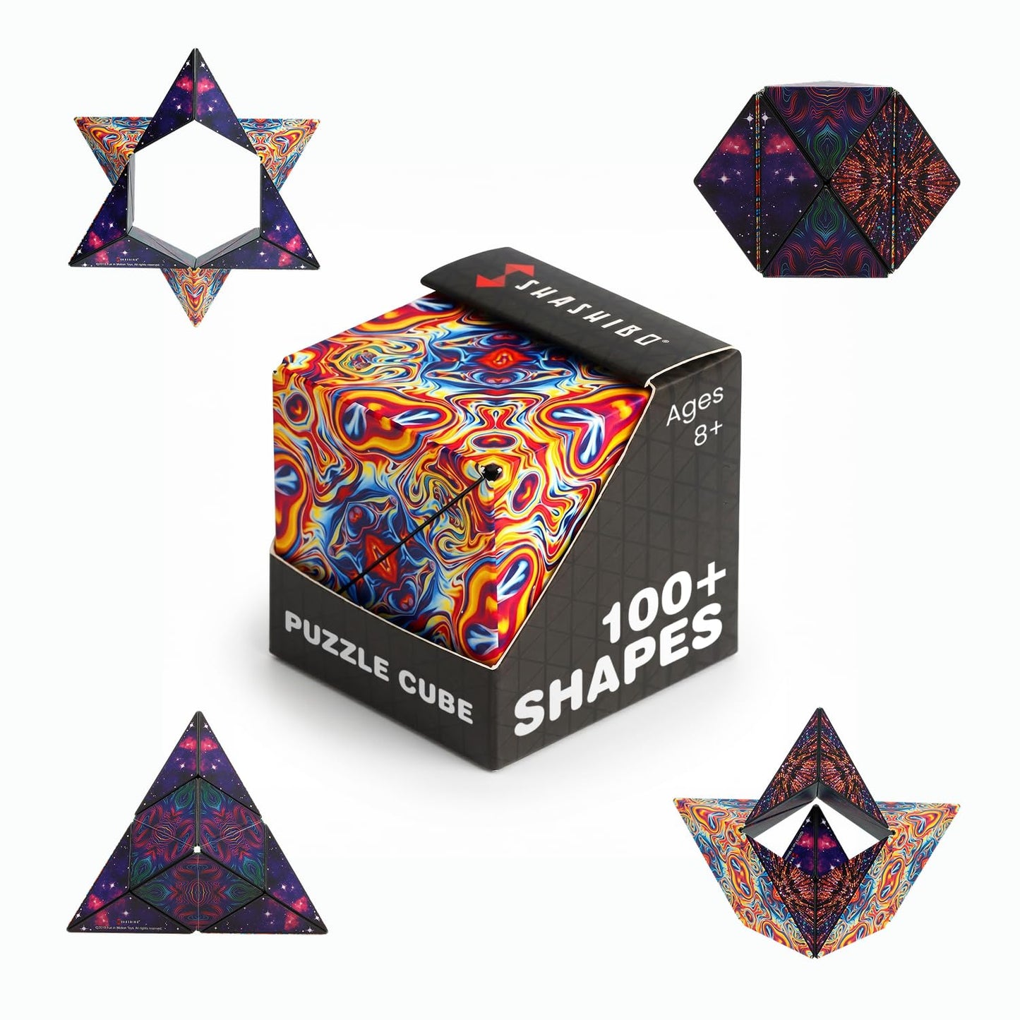 Shashibo Sensory Fidget Toy for Adults & Kids, Stress Relief Fidget Toy for Adults, Teens & Kids, Cool Fidget Toys for Desk, Classroom Must Have, Sensory Shape Shifting Cube, 100+ Possible Shapes
