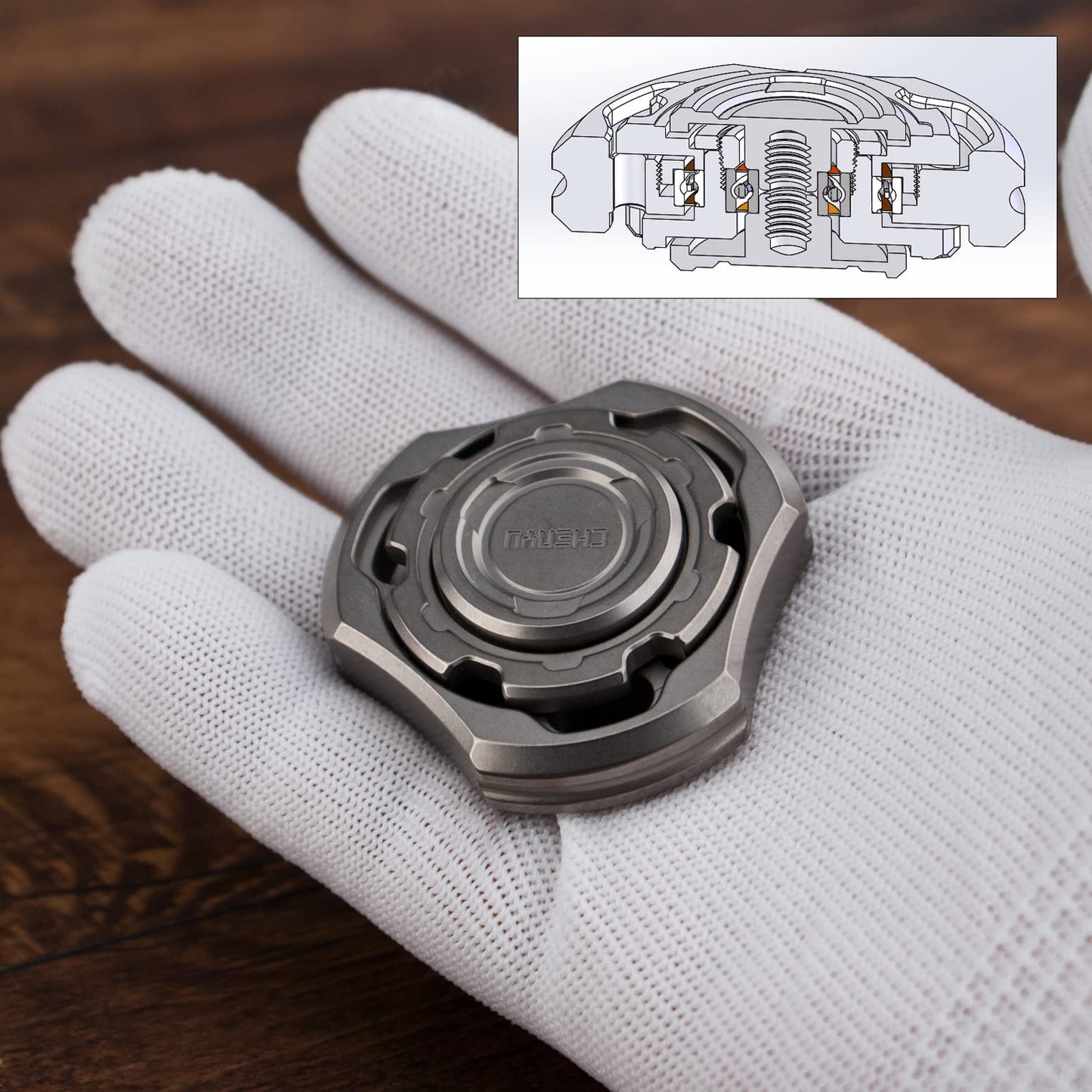 DjuiinoStar High-end Fidget Spinner, Unique Dual Bearings Design, Precisely CNC Machined (Zirconium), Premium EDC Toy DFS-03
