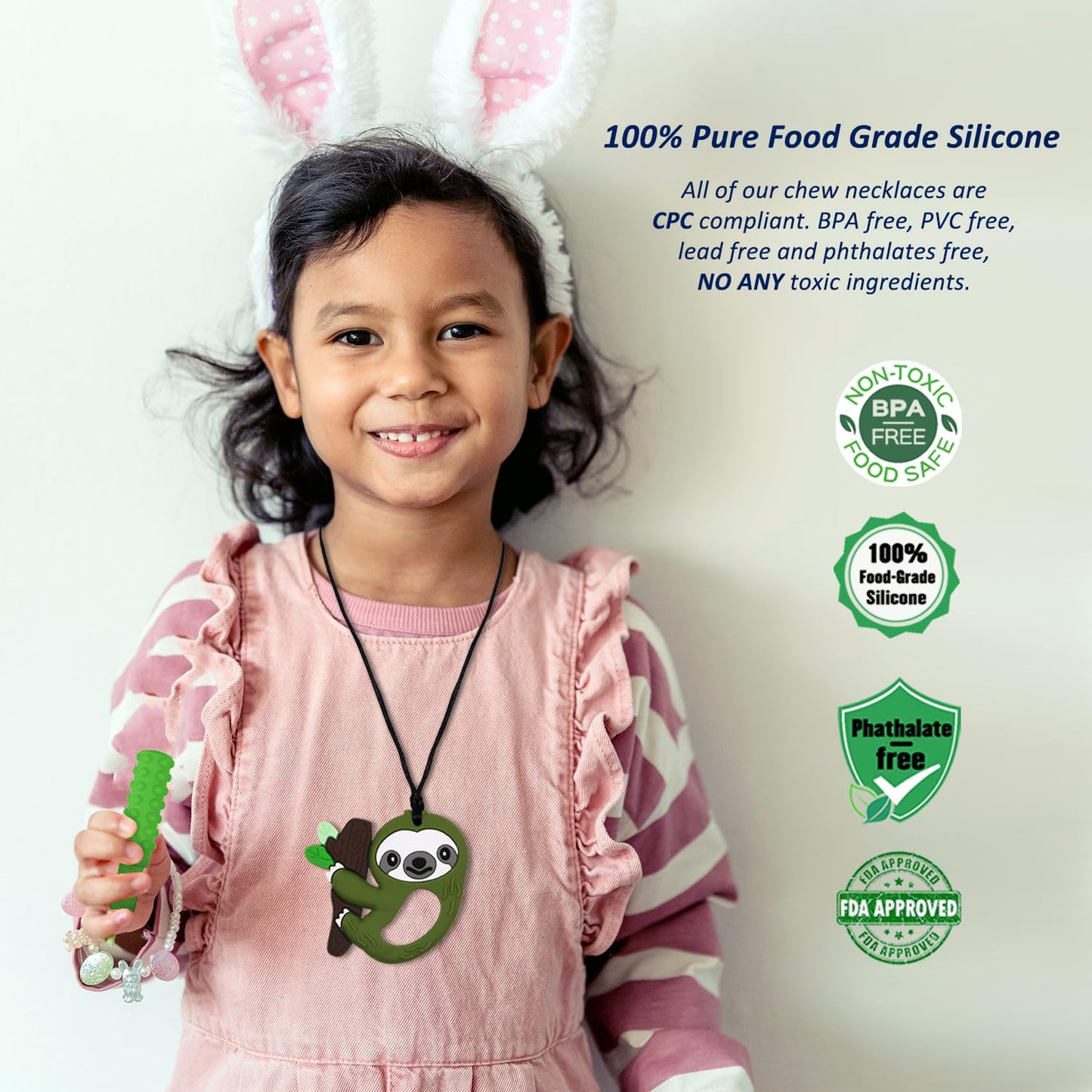 Chew Necklaces for Sensory Kids Boys Girls, Chewy Necklace Sensory Toys for Kids with Autism 6 Pack, Silicone Oral Motor Aids Chew Toys for Children Adults Reduce Fidgeting