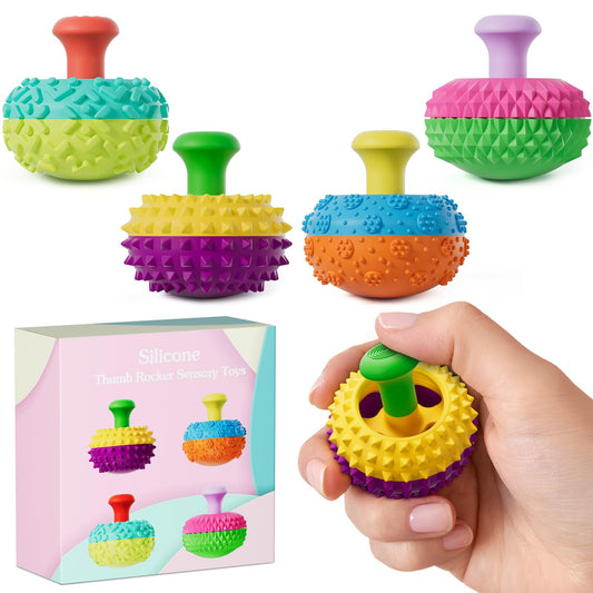 Silicone Thumb Rocker Fidget Toys for Kids Adults ,4PCS Stress Relief Sensory Toys for Autism ADHD Anxiety,Fun Textures Gadgets,Office Desk Toy,Stocking Stuffers for Women Men Teen Gifts