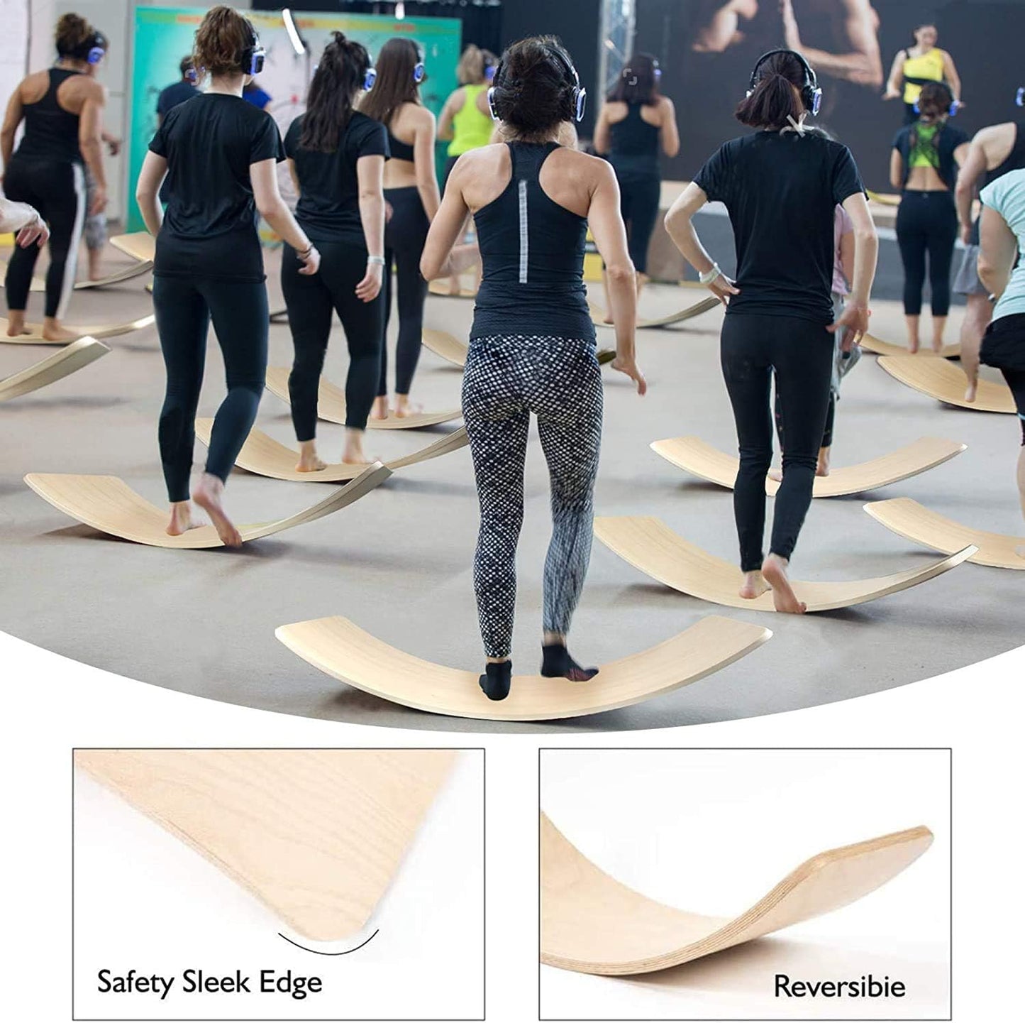 WOOD CITY Wobble Board, Wooden Balance Board Kids for Toddlers & Adults, Curvy Rocker Board for Yoga and Exercise Indoor & Outdoor, Open Ended Learning Toy Gift