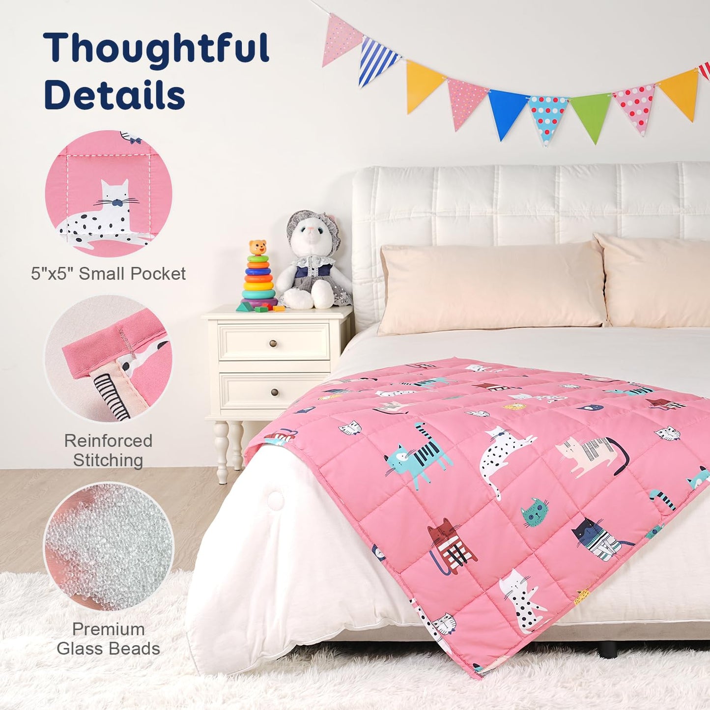 Kivik Weighted Blanket 3lbs, Blue Dinosaur Weighted Blankets, Cute Small Weighted Blankets 3 Pounds, Washable Soft Heavy Blanket Throw for All-Season, 36x48 Inches Blue