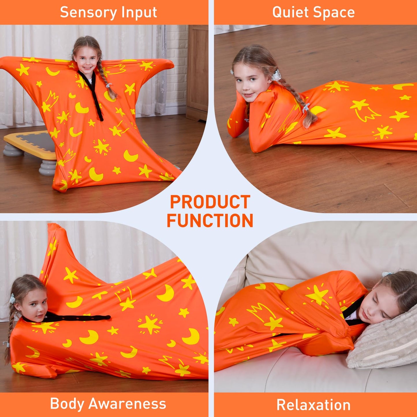 Sensory Body Sock, 47" x 27" Sensory Sack Premium Sensory Sock Glow in The Dark for 6-9 Autistic Children, Good for Height: 41"-51" Medium, Green