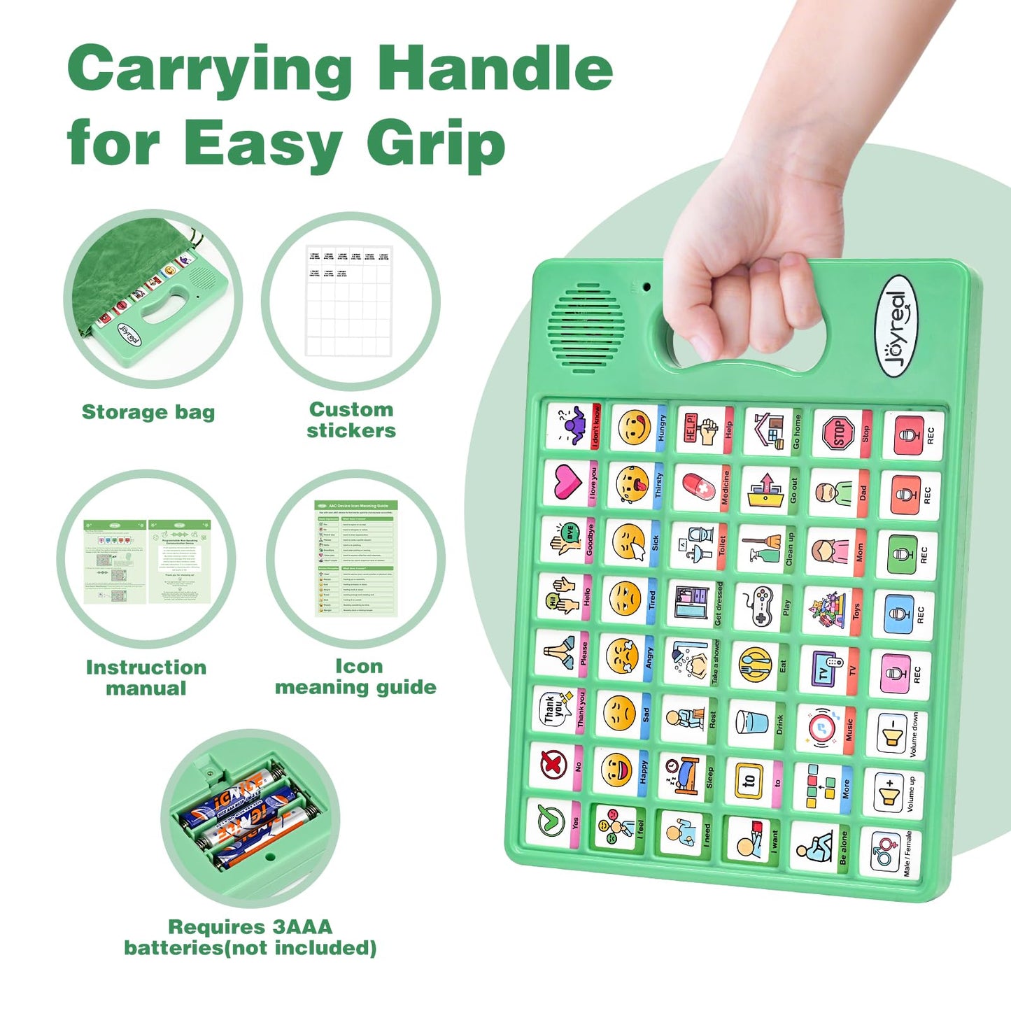 Joyreal AAC Device for Autism, Non Verbal Communication Tools for Speech Therapy & Stroke Rehab. Communication Tablet, Autism Talking Aids with 8 Programmable Buttons & Adjustable Volume