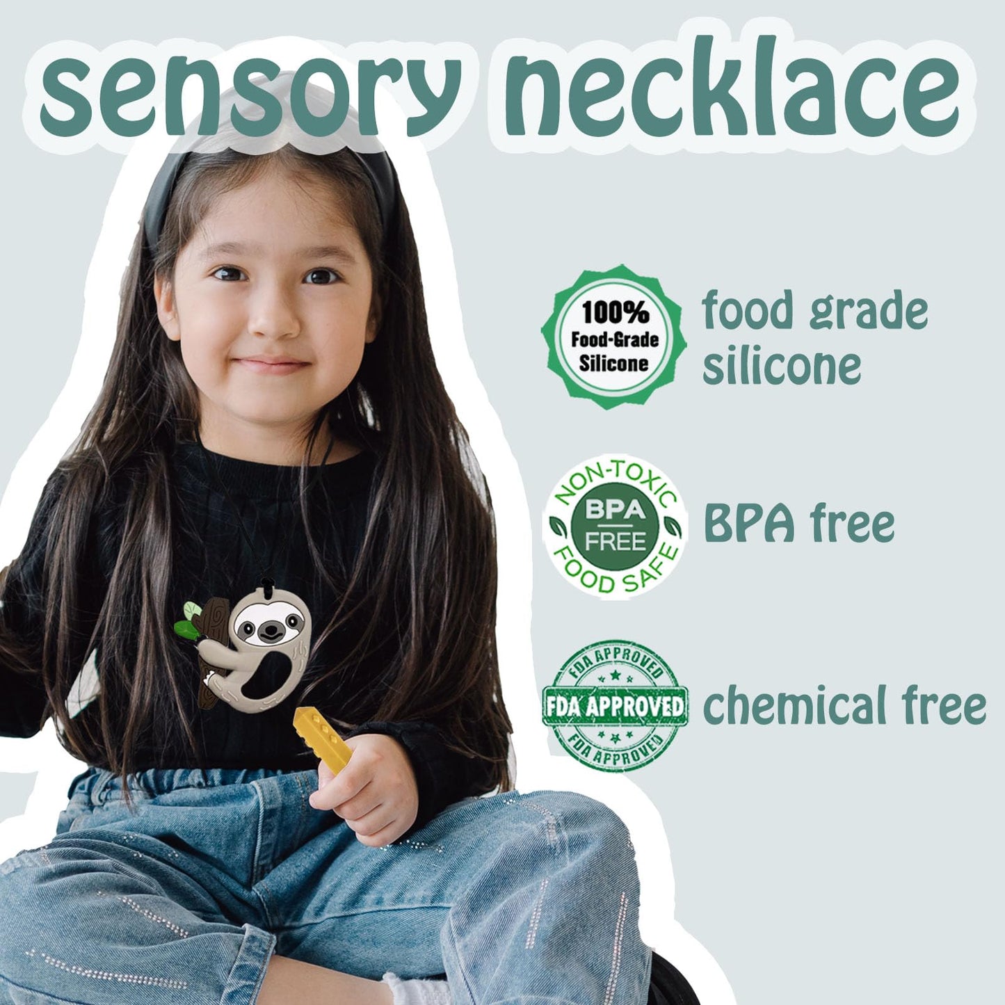 Chew Necklaces for Sensory Kids Boys Girls, Chewy Necklace Sensory Toys for Kids with Autism 6 Pack, Silicone Oral Motor Aids Chew Toys for Children Adults Reduce Fidgeting