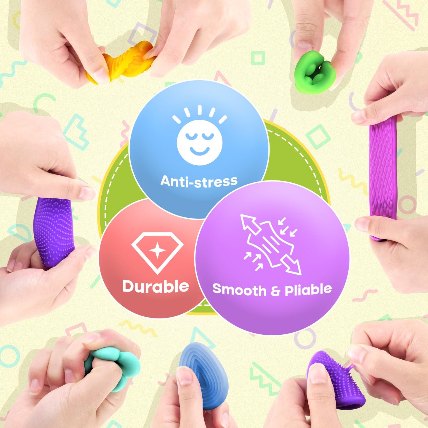 Squishy Sensory Toys for Kids Toddlers: Super Soft & Textured Sensory Fidget Toy for Autistic Children Special Needs | Stress Calming Toys for Kids | Baby Stocking Stuffers Fidget Toy for Autism, ADHD