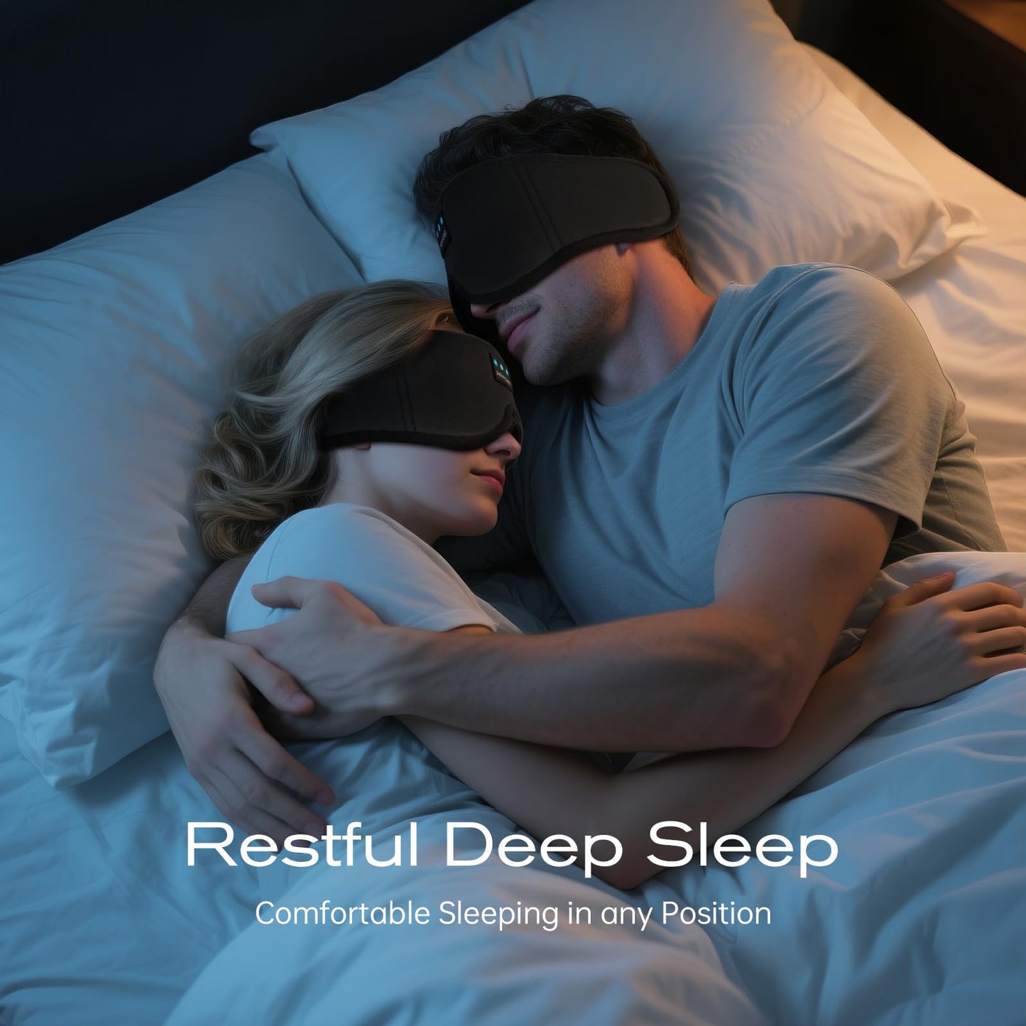 Bamboo Cotton Large Sleep Mask with Bluetooth Wireless Headphones - Blackout Eye Mask for Sleeping 3D Contoured Sleep Eye Cover Headband Ear Plugs Low Noise Hook for Men Women Better Experience (Grey)