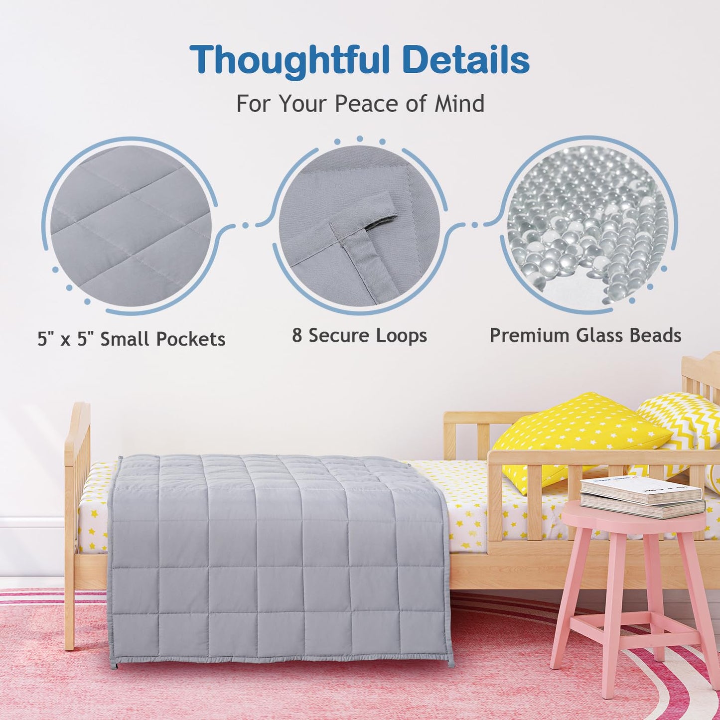 Kivik Weighted Blanket 3lbs, Blue Dinosaur Weighted Blankets, Cute Small Weighted Blankets 3 Pounds, Washable Soft Heavy Blanket Throw for All-Season, 36x48 Inches Blue
