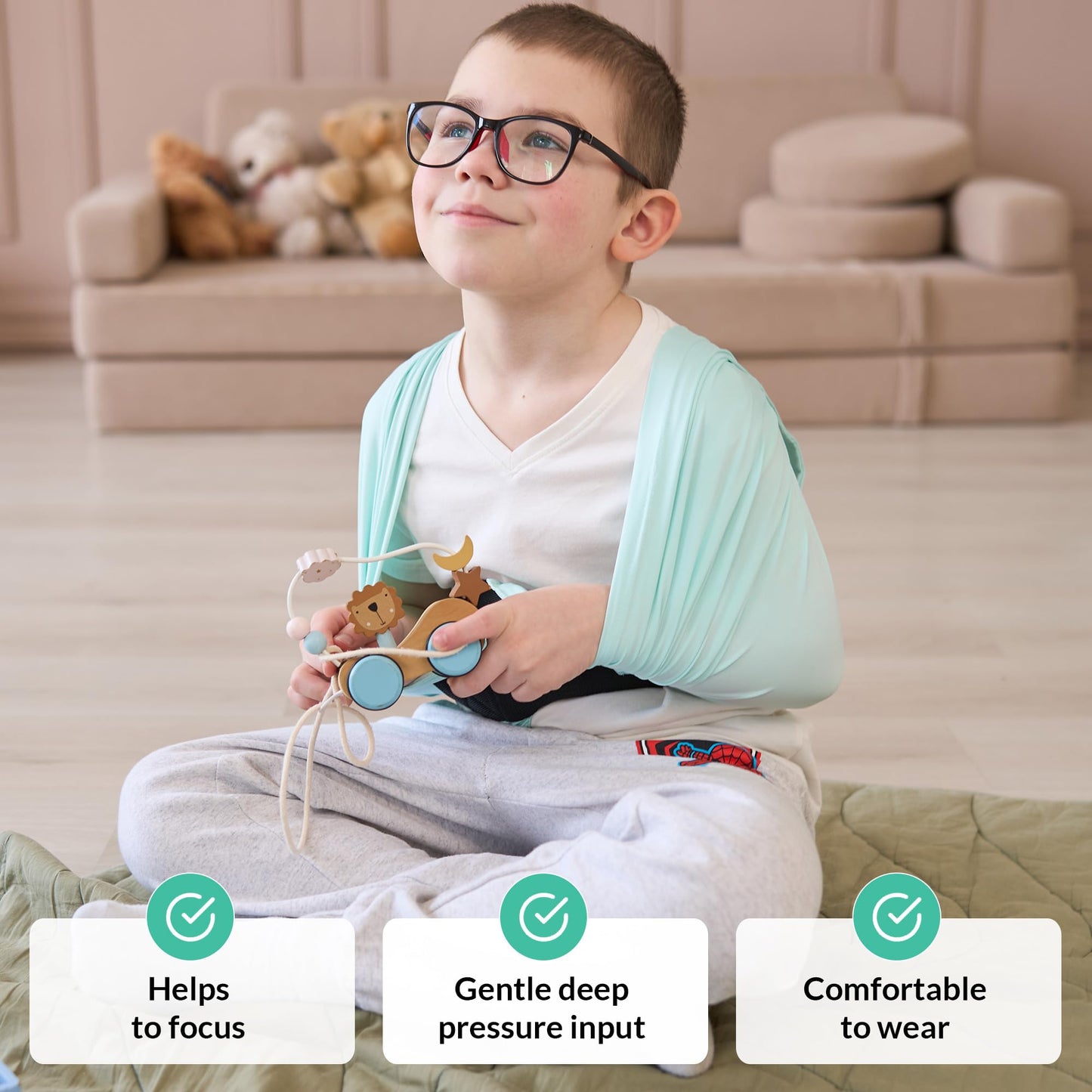Toddler Compression Shirt for Kids | Sensory Compression Top for Autism, ADHD & Anxiety | Boys & Girls | Deep Pressure Clothing for Kids Sensory | Adjustable Calming Vest Sleeve