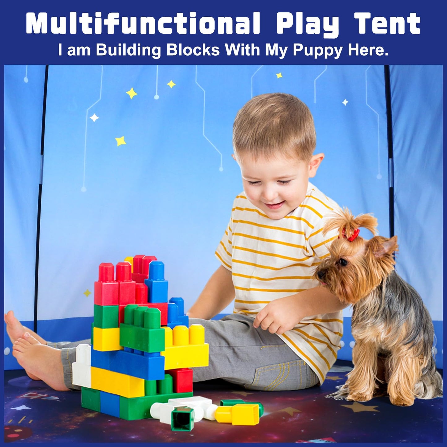 Kaivee Space World Play Tent Pop Up Kids Indoor Sensory Playhouse Children Foldable Kids Tent for Boys Girls Toddler as 3 4 5 6 7 Years Gift as Birthday Christmas Toys