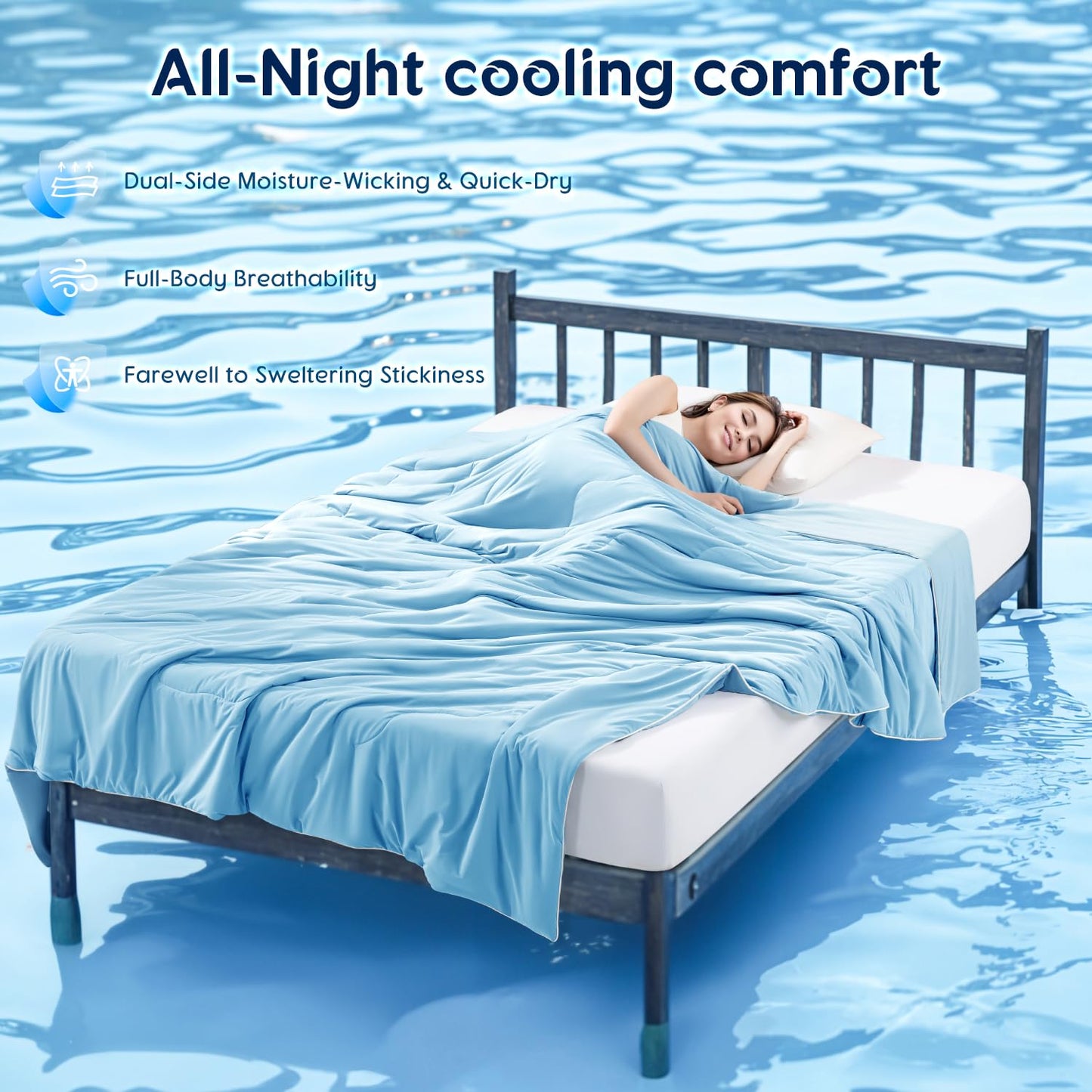 Cooling Blanket for Hot Sleepers & Night Sweats – Cooling Comforter, Breathable Lightweight Double-Sided Summer Bedding, Breathable Soft All Season (Lavender, Queen(90"x90"))