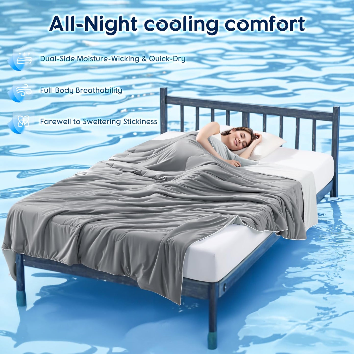 Cooling Blanket for Hot Sleepers & Night Sweats – Cooling Comforter, Breathable Lightweight Double-Sided Summer Bedding, Breathable Soft All Season (Lavender, Queen(90"x90"))