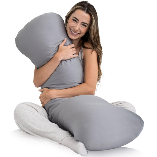 SleepCloud Weighted Body Pillow 6.5lbs - Weighted Pillow for Deeper Sleep (41" x 10") - Cooling Body Pillows for Adults, Full Body Pillow for Sleeping, Side Sleeper Body Pillow with Cover