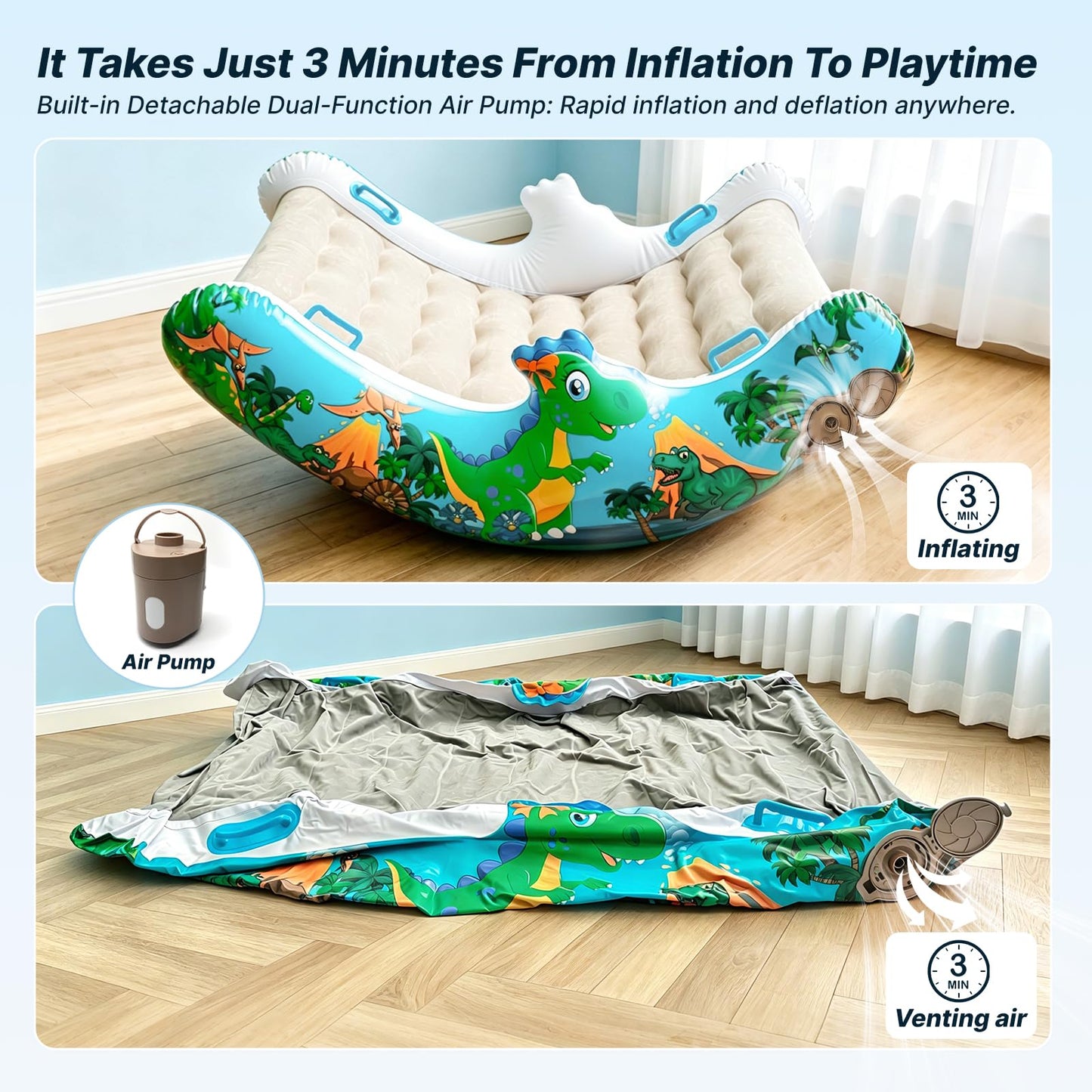 Sensory Inflatable Rocking Chair-Toddler Inflatable Rocking Chair for Sensory Needs, ADHD & Calming, Built in dual function air pump, Autism Sensory Products for Sensory Room, Ideal Gift for BoysGirls