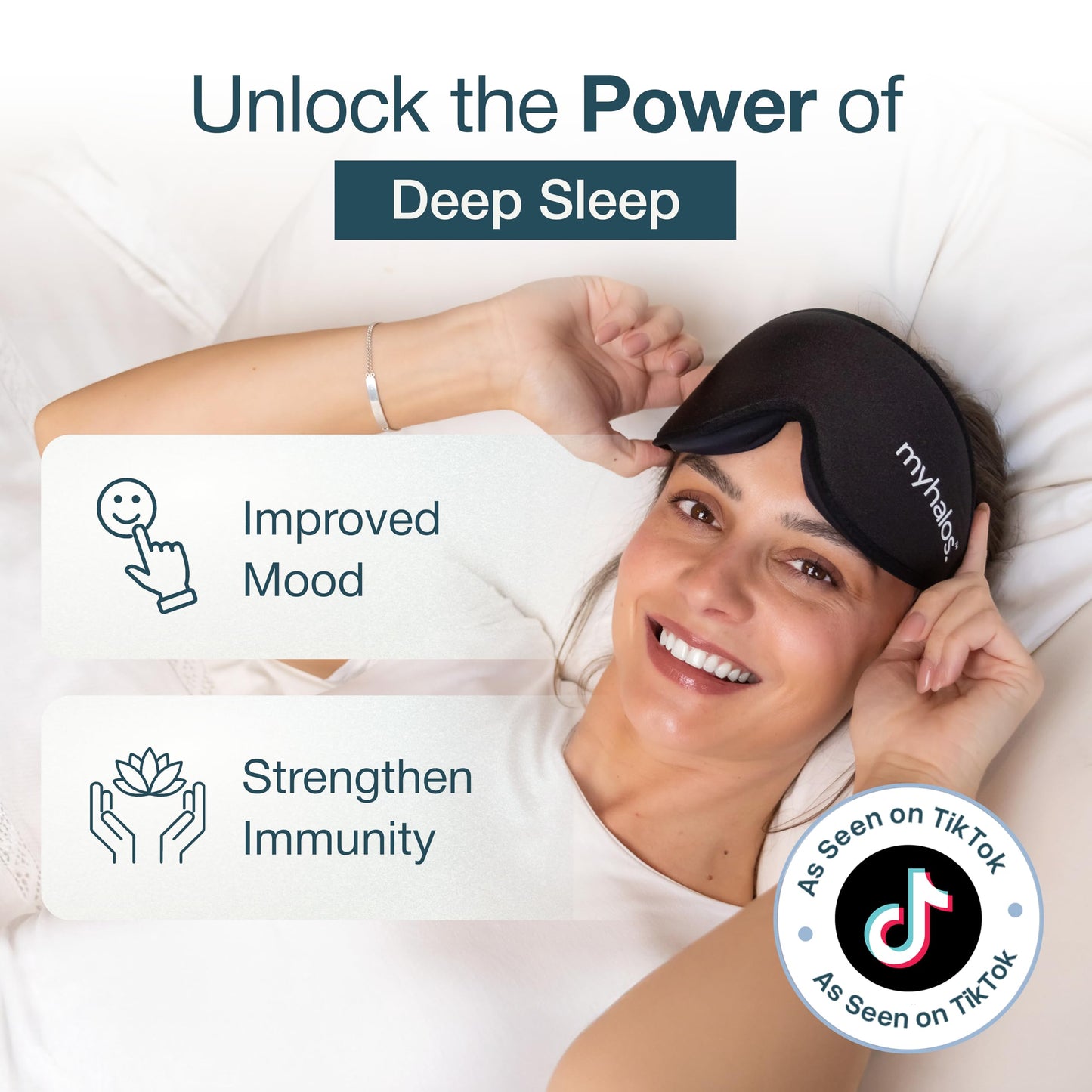 MyHalos® Sleep Mask – 3D Blackout Eye Mask for Women & Men, Side Sleepers, Zero Pressure Memory Foam Eyelash Friendly, Breathable,Award-Winning Sleep Aid for Travel (Black, 1 Count (Pack of 1)