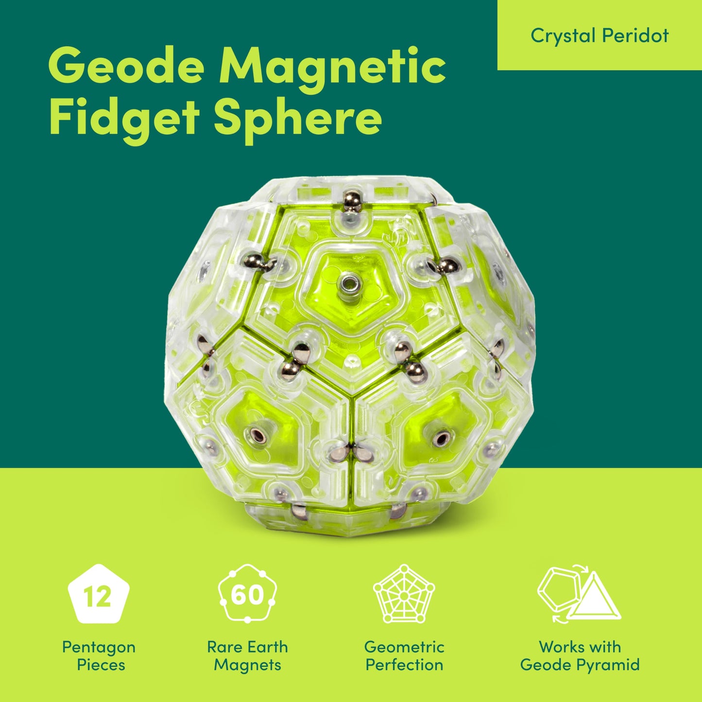 Speks Geode Magnetic Fidget Toy | Sensory Desk Toy for Adults & Teens 14+ | Stress Relief Gift | Sphere, Cool