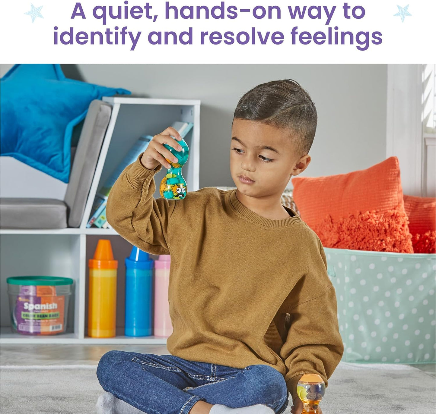 hand2mind Express Your Feelings Sensory Bottles- Opposite Emotions, Toddler Sensory Toys, Quiet Fidgets for Classroom, Calm Down Corner Supplies, Social Emotional Learning, Mindfulness for Kids