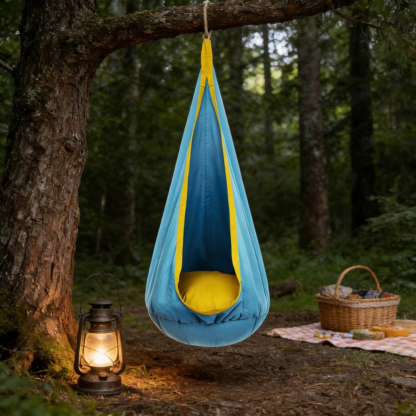New Kids Pod Swing Chair, Indoor Hanging Swing for Bedroom, Sensory and Balance Play, Cozy Nook for Reading, Relaxing, and Playtime, Indoor Kids Hammock, Pod Swing for Boys and Girls