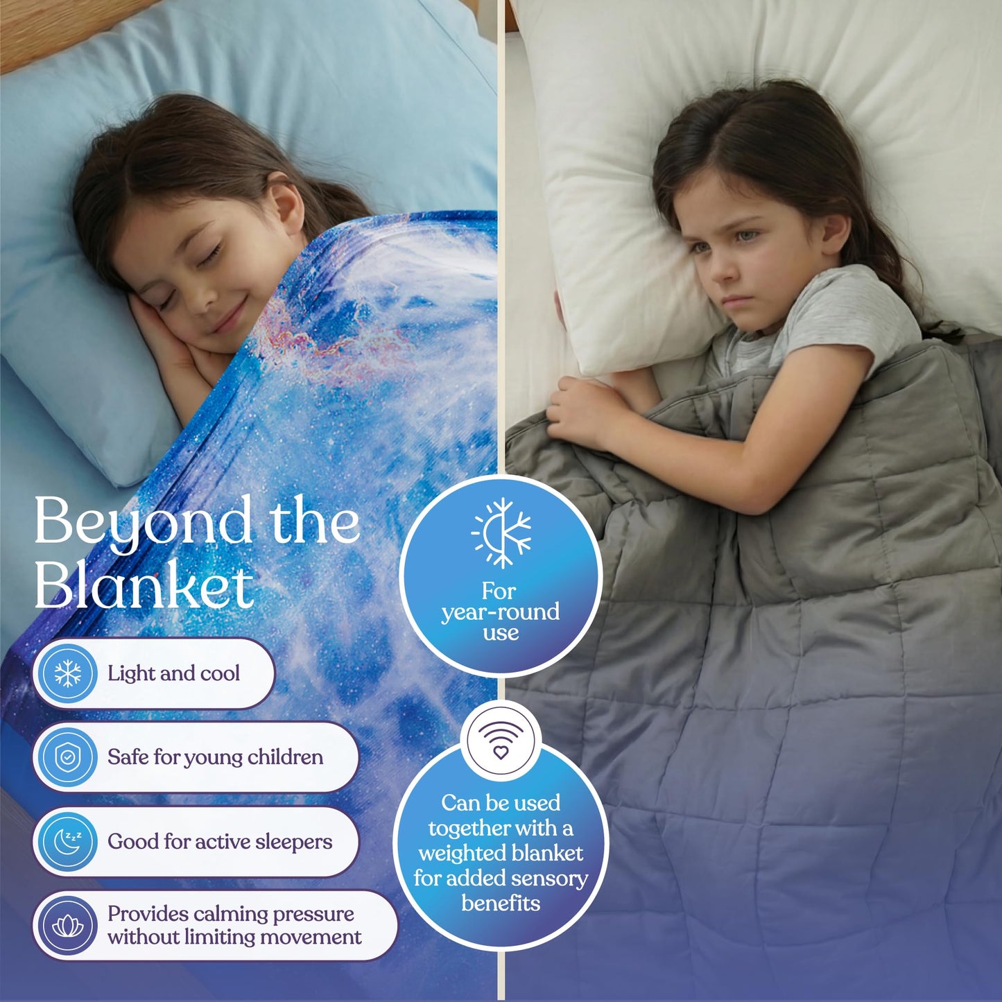 Deep Pressure Sensory Bed Sheet – Twin Sensory Compression Sheet Breathable Sleep Pod Blanket for Better Sleep Support – Calming Compression Blankets for Kids and Adults Blue Petal