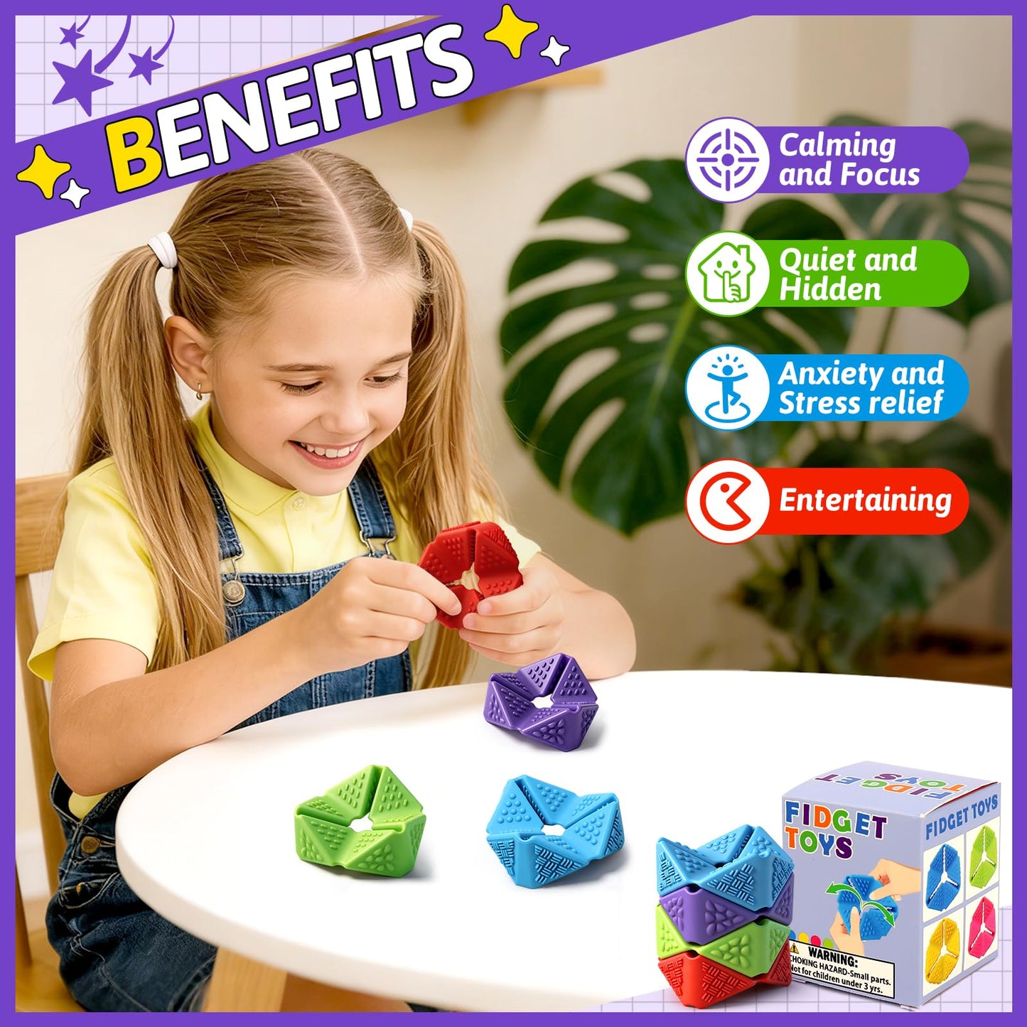 Sensory Fidget Toys, 4PCS Textures Sensory Flip Cube Quiet, Silicone Anxiety Relief for Autism ADHD, Novelty Toy for Kids or Adults, Best Gifts