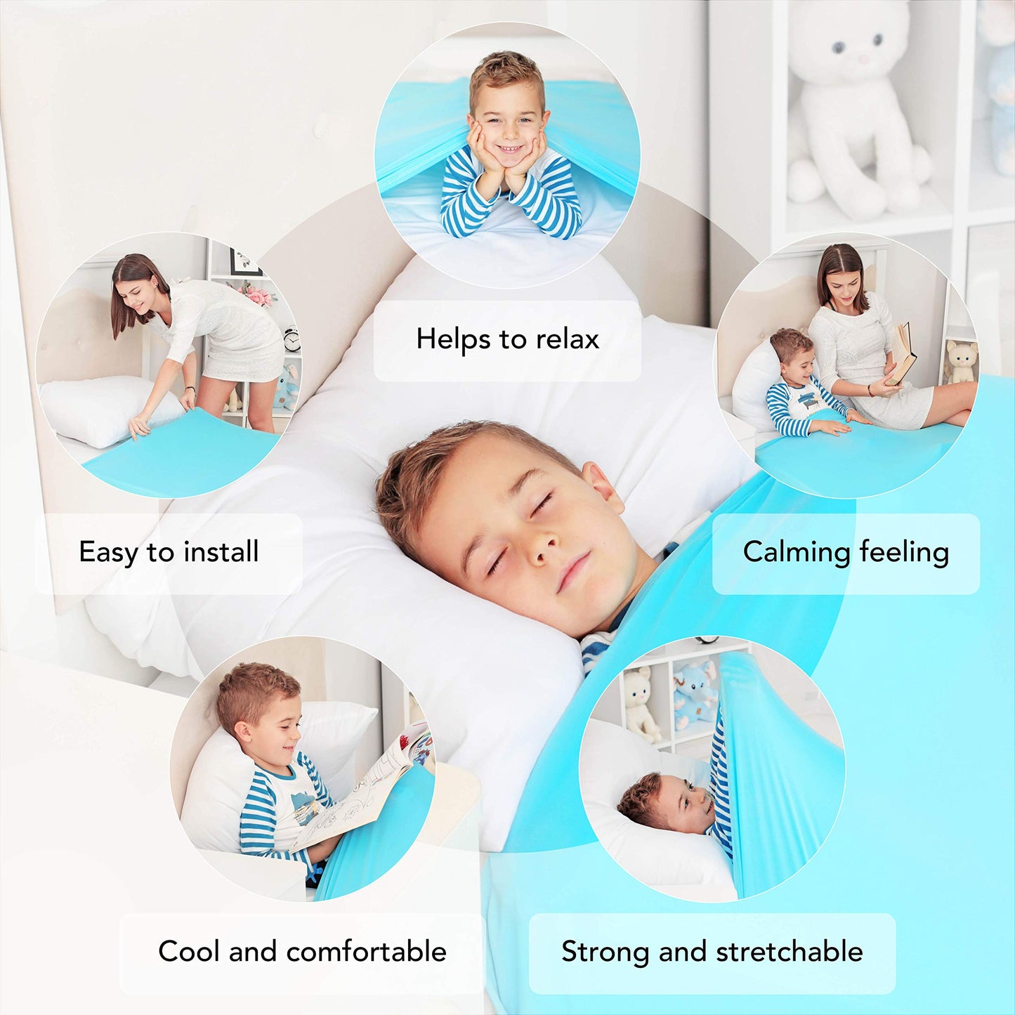 Sensory Compression Blanket | Spandex Bed Sheet for Kids & Adults | Deep Relaxing Feeling, Release Oxytocin | Helps With: SPD, Anxiety, ADHD, Autism and More | Breathable & Stretchable | Full Size
