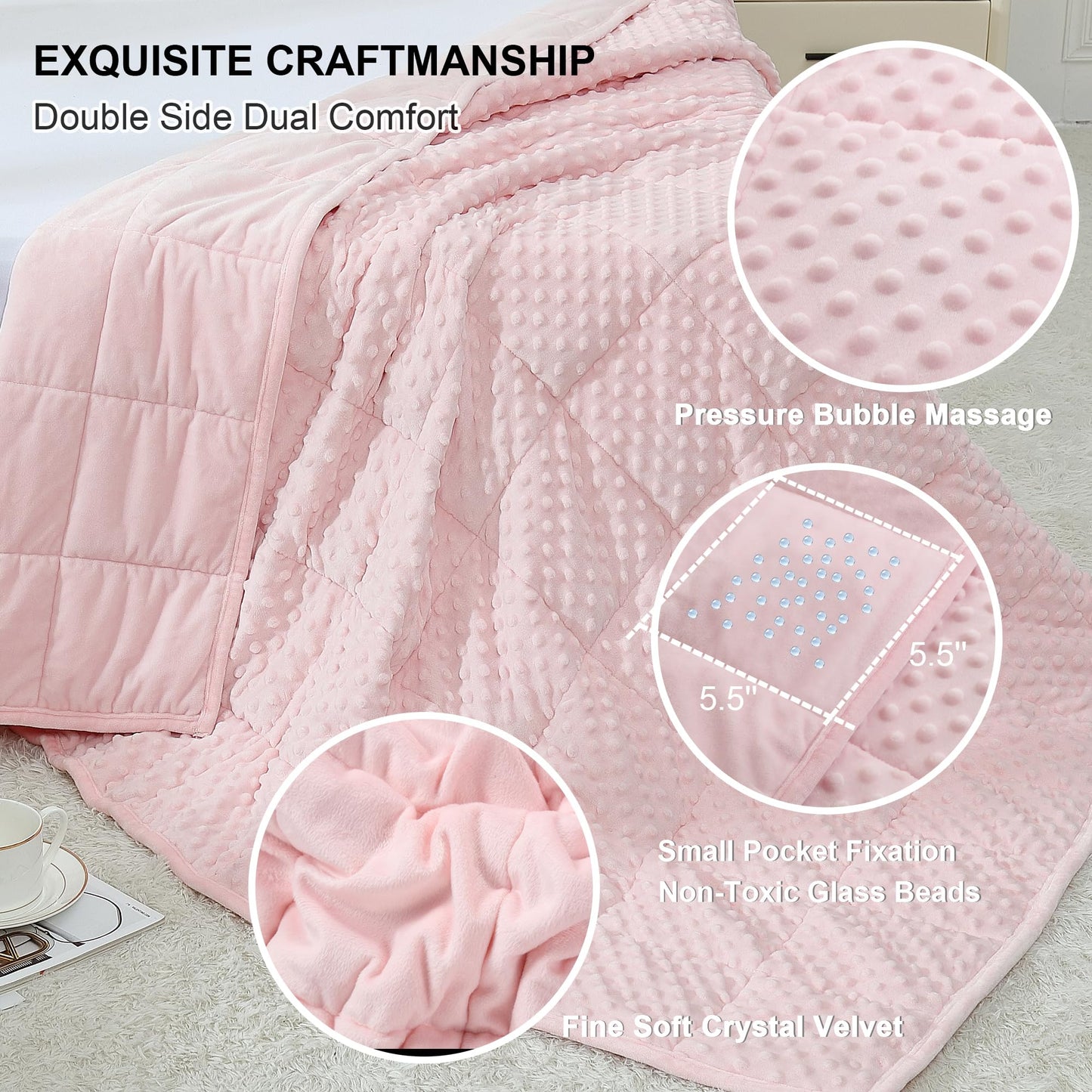 Alomidds Weighted Blanket, Luxury Velvet Weighted Blankets for Kids,Warm and Breathable Soft and Comfort Minky, Cute Heavy Blanket with Premium Glass Beads (41"x60" 7LBS, Purple)