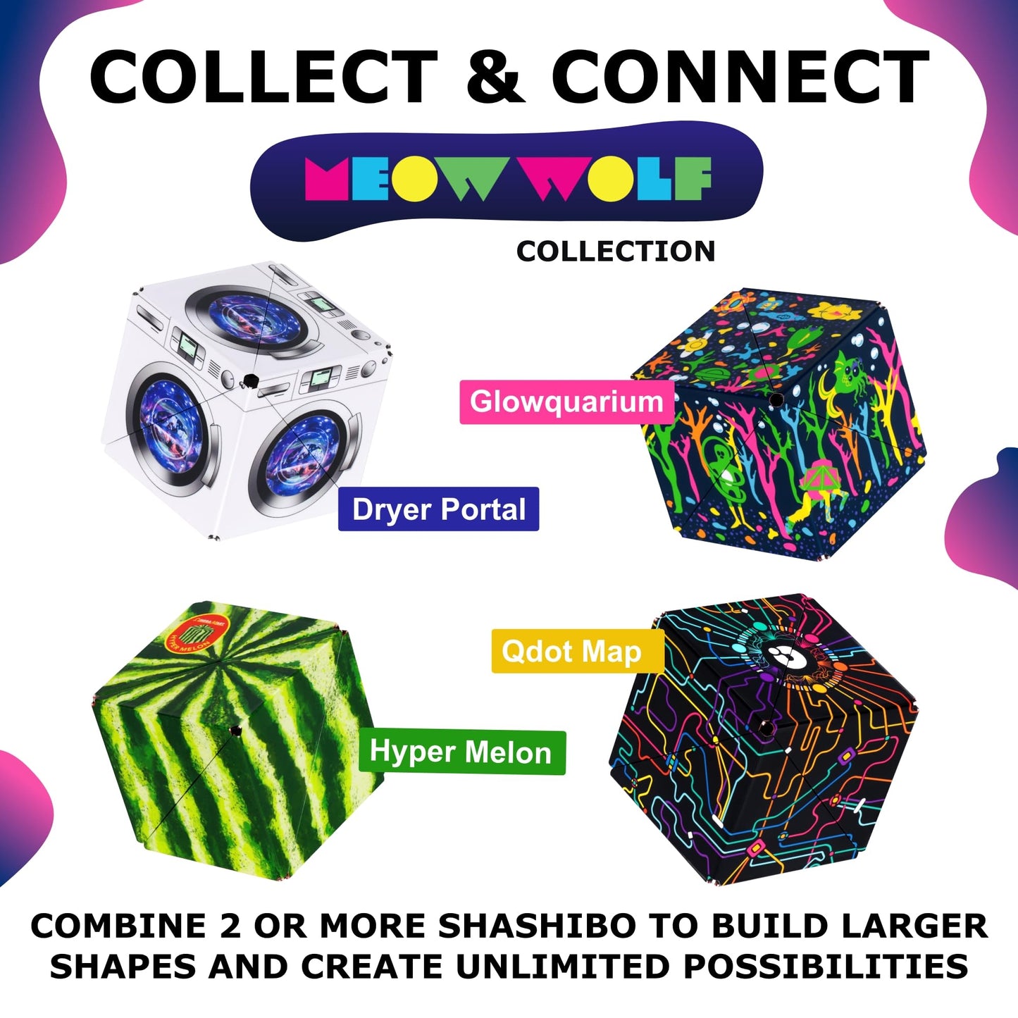 Shashibo Sensory Fidget Toy for Adults & Kids, Stress Relief Fidget Toy for Adults, Teens & Kids, Cool Fidget Toys for Desk, Classroom Must Have, Sensory Shape Shifting Cube, 100+ Possible Shapes