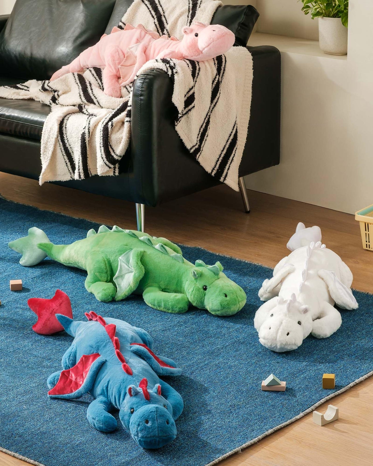 35.4" Weighted Dragon Plush Toy, 5lb Weighted Stuffed Animals, Silent Glass Beads Large Dragon Pillow for Sensory Relaxation for Kids and Adults, for Bedtime & Lounging