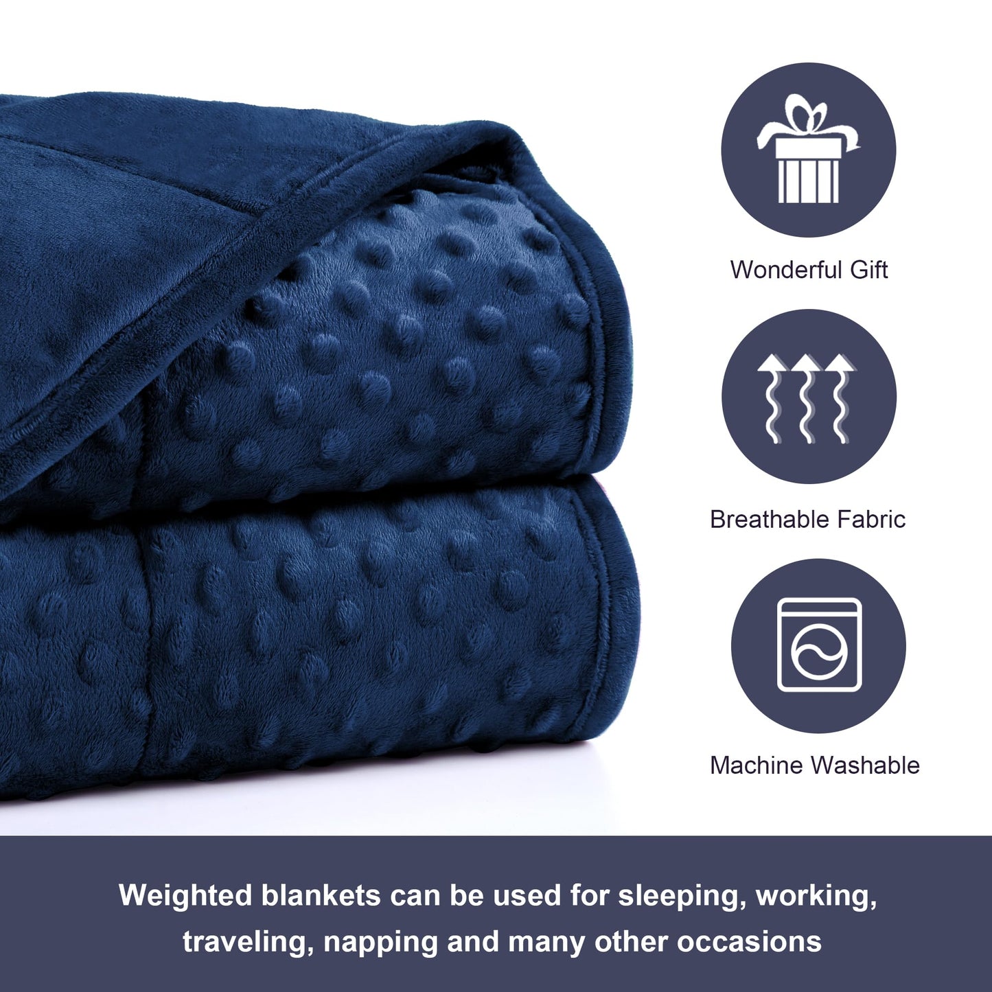 Alomidds Weighted Blanket, Luxury Velvet Weighted Blankets for Kids,Warm and Breathable Soft and Comfort Minky, Cute Heavy Blanket with Premium Glass Beads (41"x60" 7LBS, Purple)