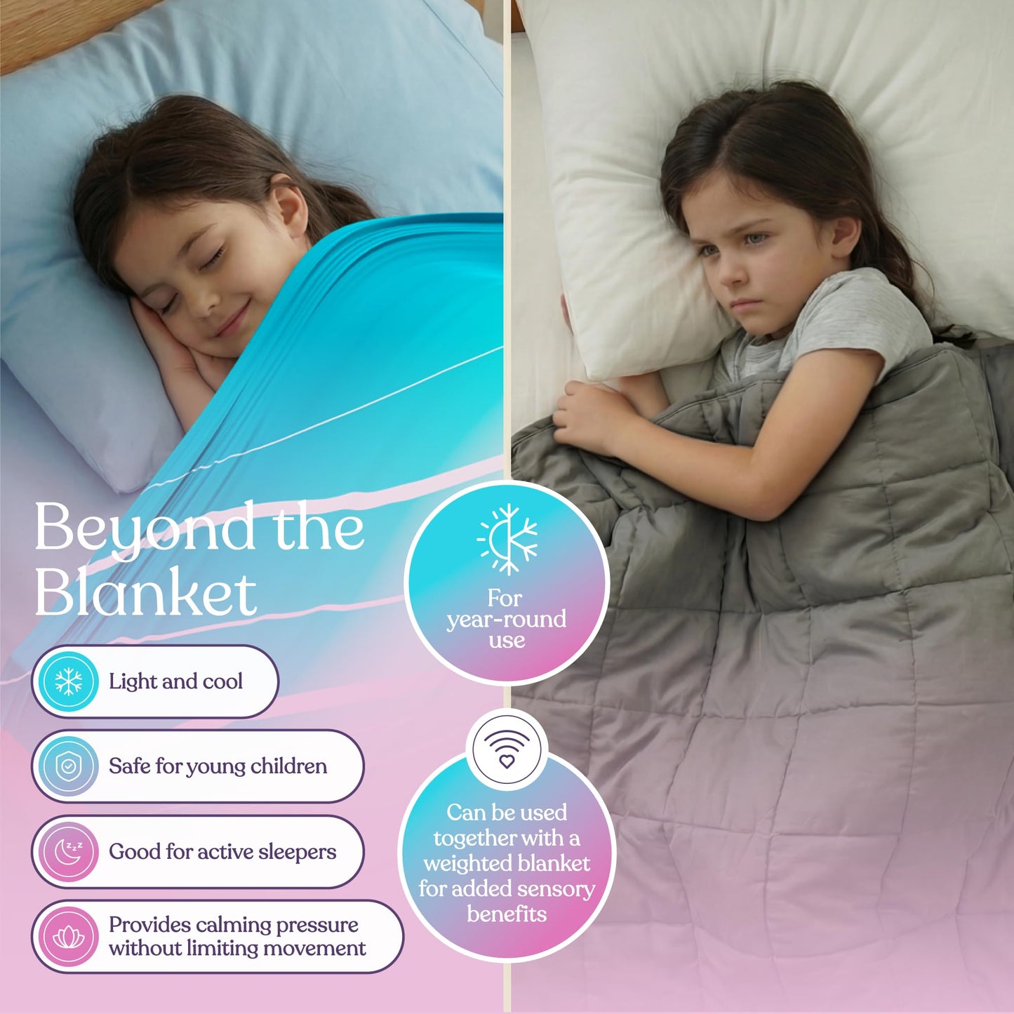 Deep Pressure Sensory Bed Sheet – Twin Sensory Compression Sheet Breathable Sleep Pod Blanket for Better Sleep Support – Calming Compression Blankets for Kids and Adults Blue Petal
