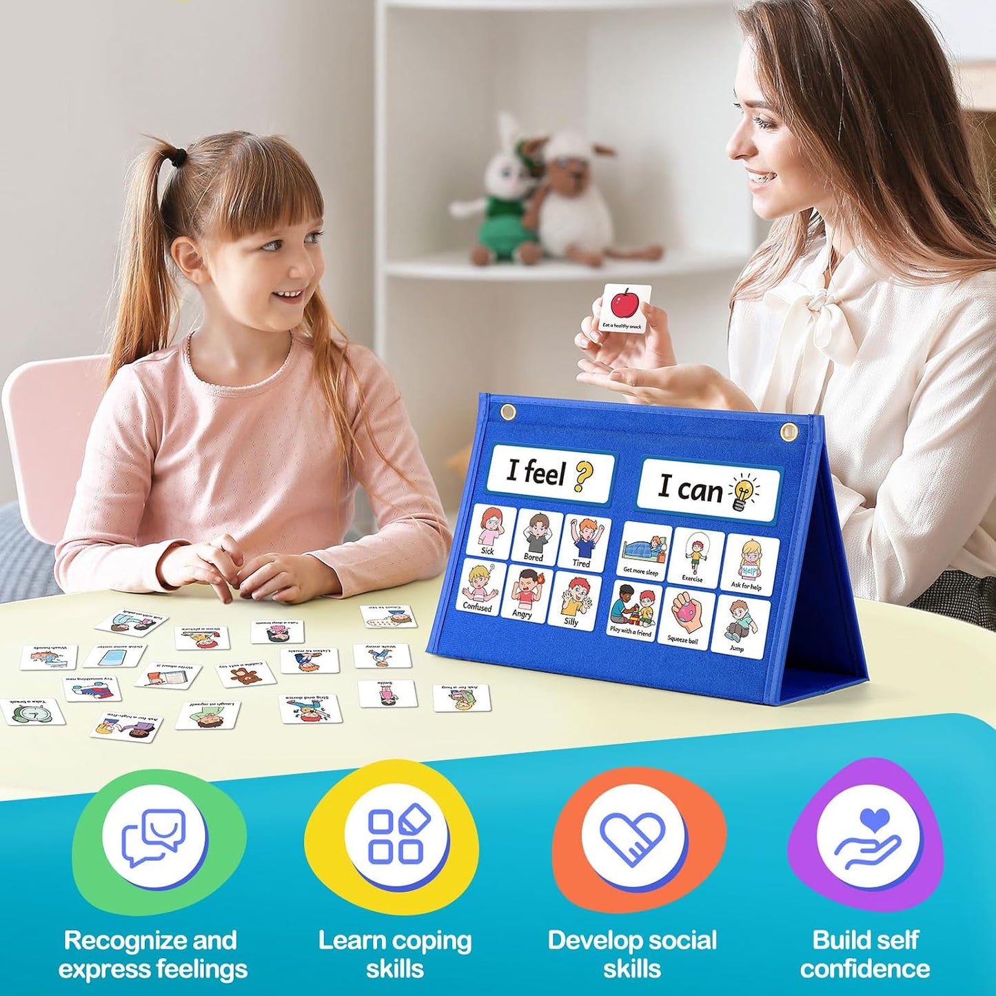 Kasfalci Feelings Chart, Social Emotional Learning Activities,Autism Learning Materials, ADHD Tools,Back to School Supplies,Anger Management Toys,Calm Down Corner Supplies for Classroom Daycare & Home