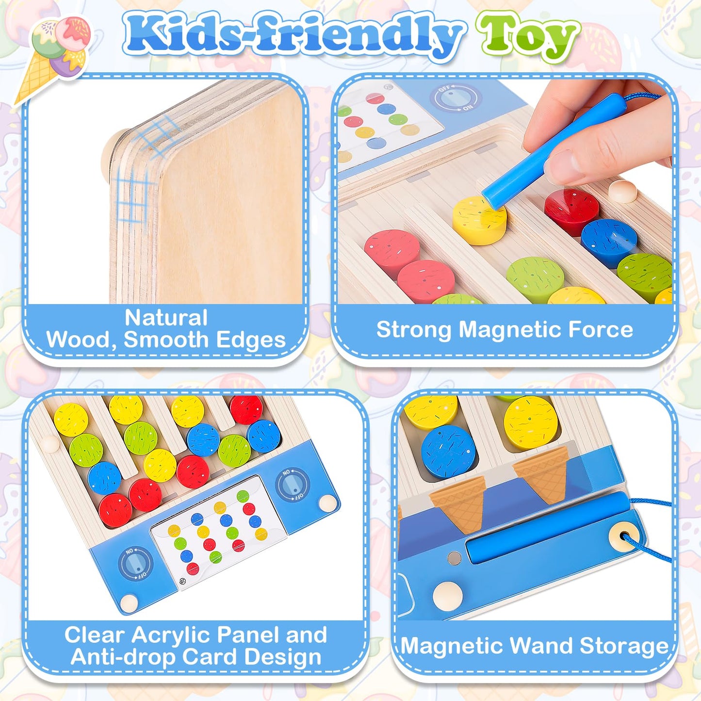 Kids Montessori Magnetic Wooden Toys: 3 4 5 6 7 Year Old Birthday Gift for Boys Girls Age 4-7 Preschool Educational Learning Activities Toy Sensory Autistic Puzzle Maze Game Present for Toddlers