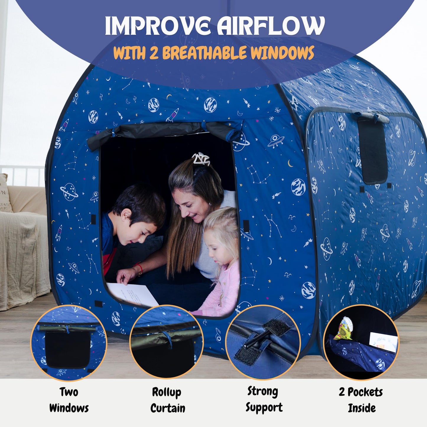Sensory Tent for Autism & Calm Down Space (LED Blackout)