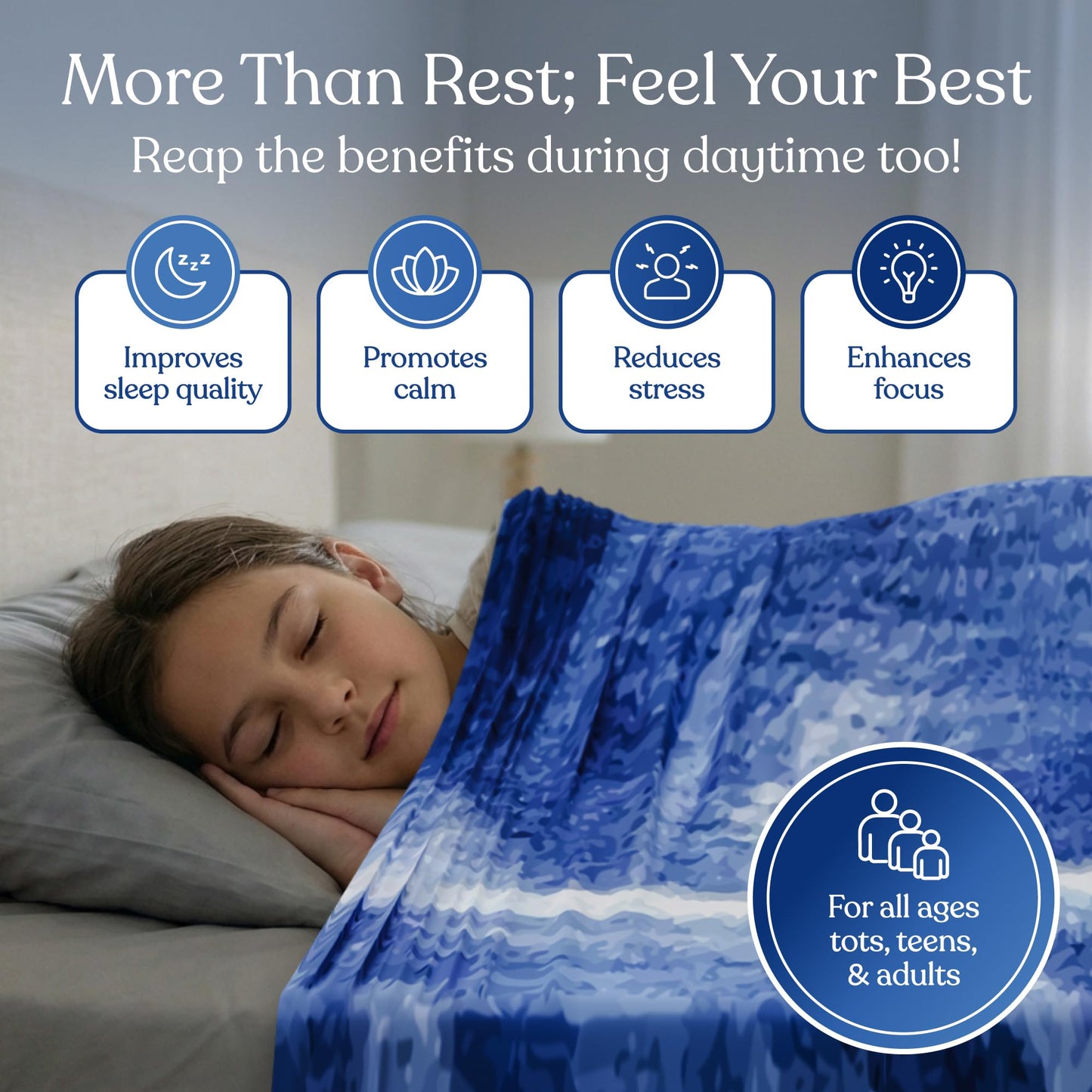 Deep Pressure Sensory Bed Sheet – Twin Sensory Compression Sheet Breathable Sleep Pod Blanket for Better Sleep Support – Calming Compression Blankets for Kids and Adults Blue Petal