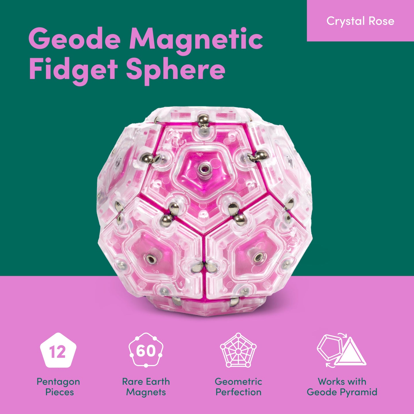 Speks Geode Magnetic Fidget Toy | Sensory Desk Toy for Adults & Teens 14+ | Stress Relief Gift | Sphere, Cool