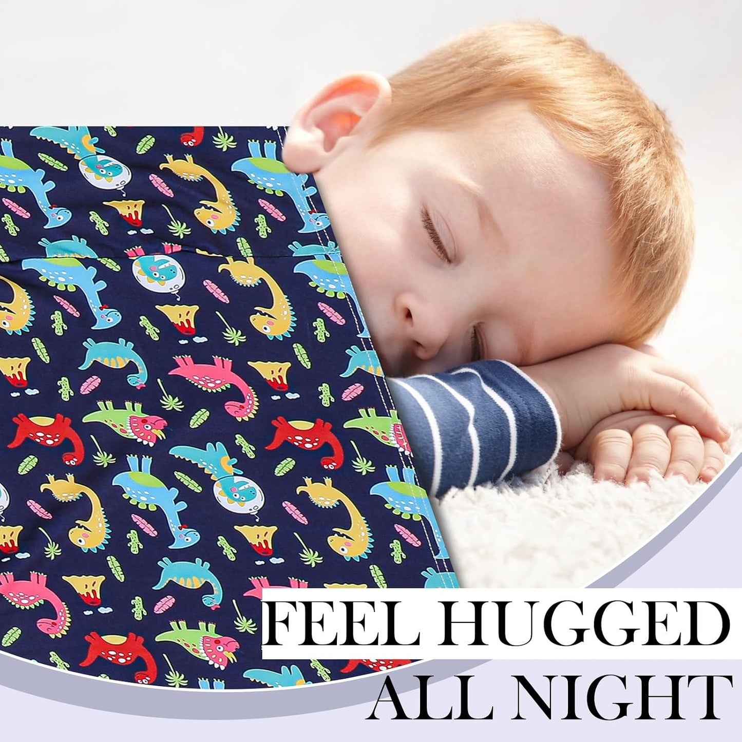Mindsoft Twin Size Sensory Compression Blanket Sheet for Kids, Stretchy Comfortable Bedding Compression Sheets for Kids with Dinosaur Pattern, Breathable Sensory Sack