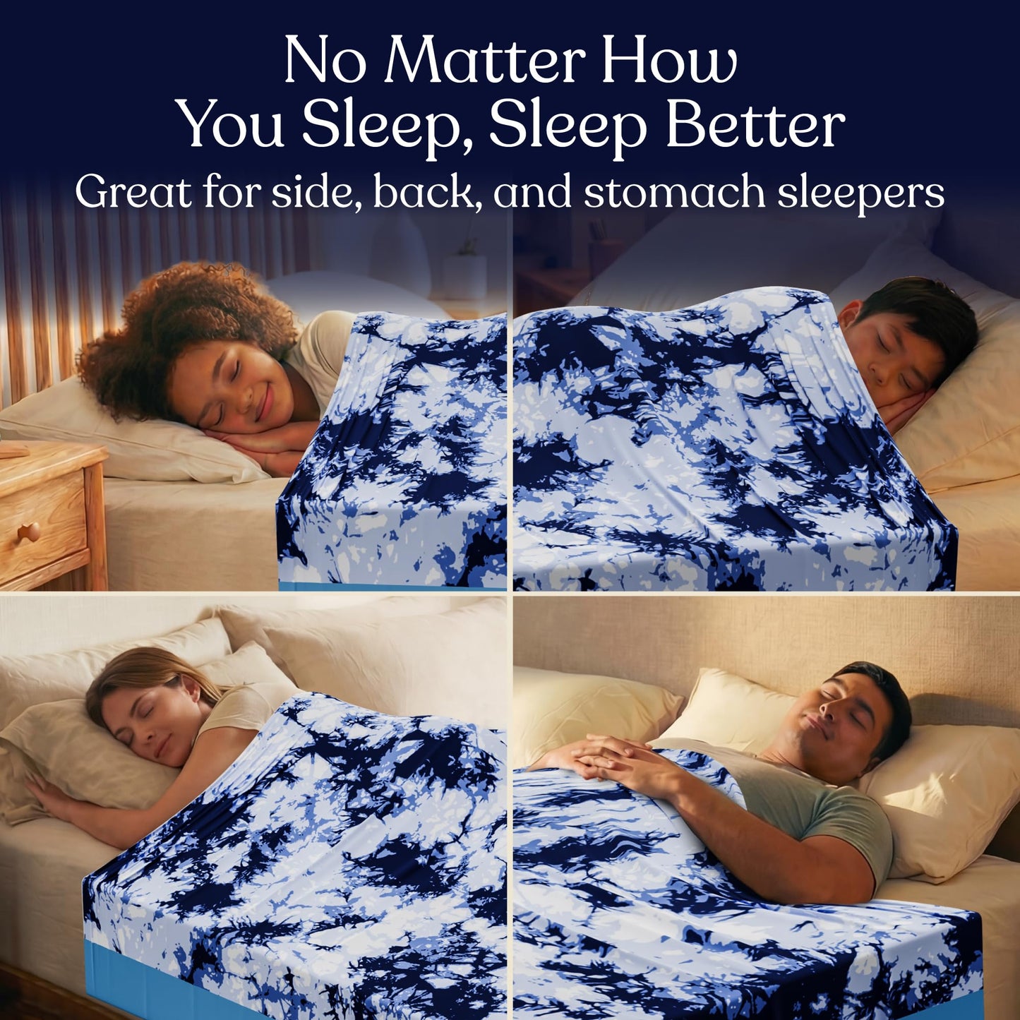 Deep Pressure Sensory Bed Sheet – Twin Sensory Compression Sheet Breathable Sleep Pod Blanket for Better Sleep Support – Calming Compression Blankets for Kids and Adults Blue Petal