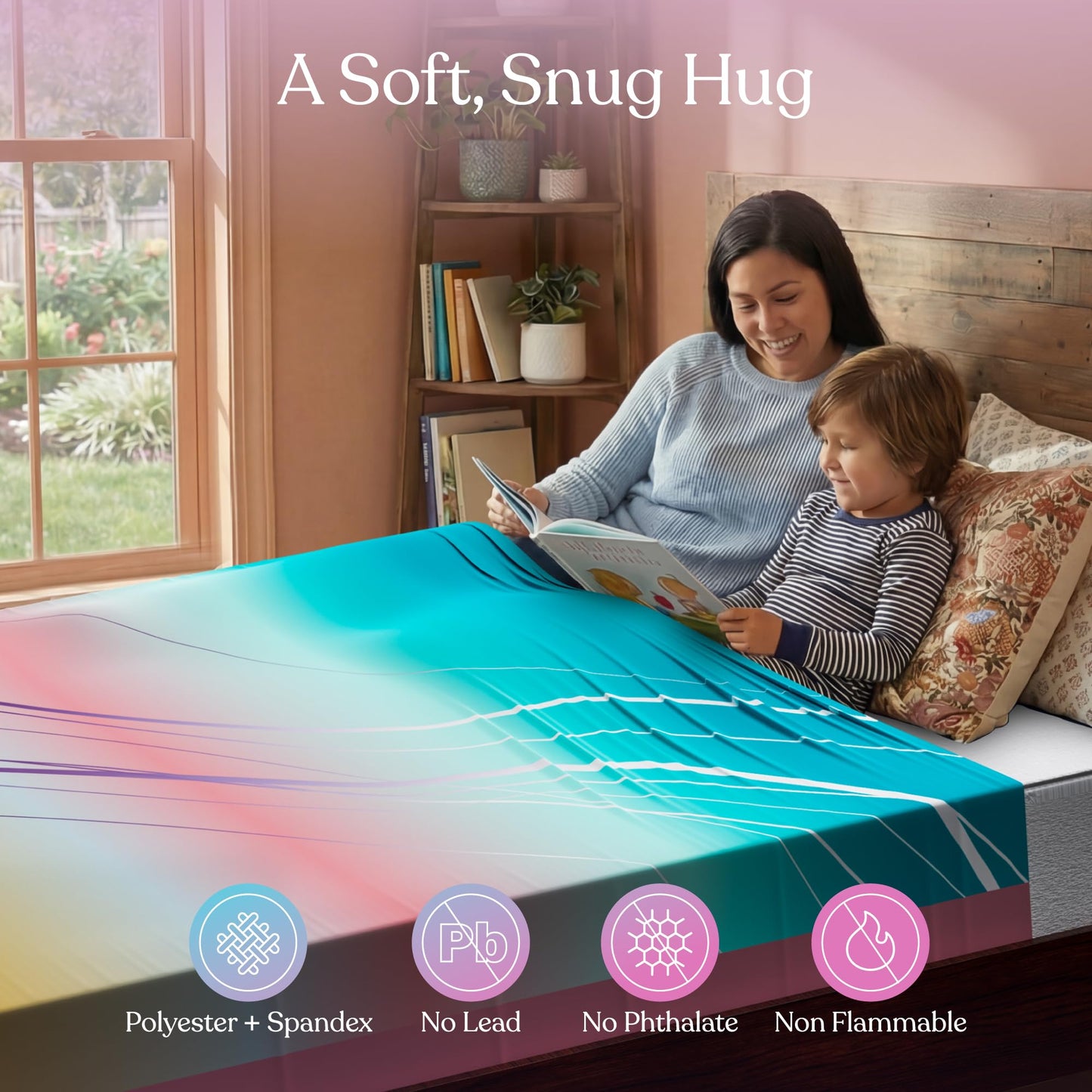 Deep Pressure Sensory Bed Sheet – Twin Sensory Compression Sheet Breathable Sleep Pod Blanket for Better Sleep Support – Calming Compression Blankets for Kids and Adults Blue Petal