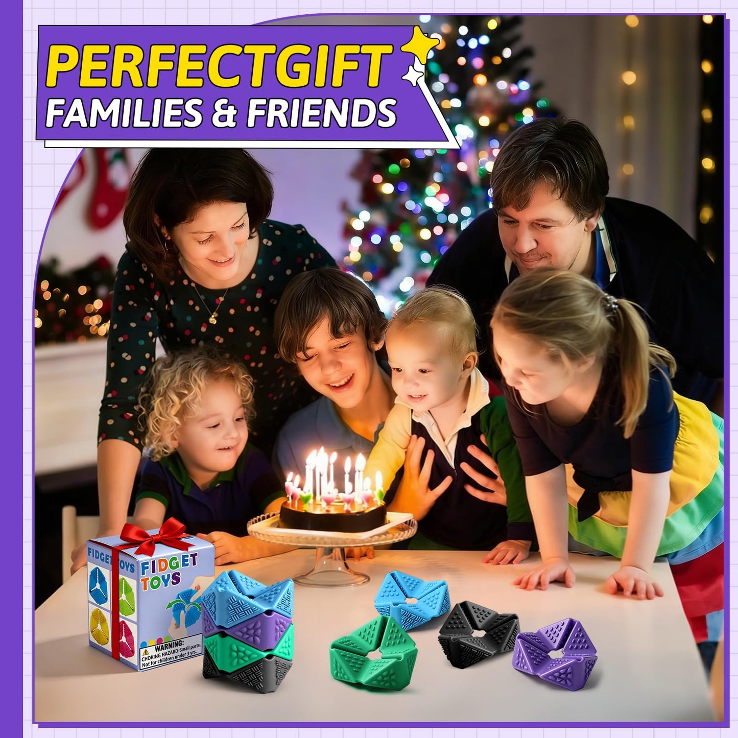 Sensory Fidget Toys, 4PCS Textures Sensory Flip Cube Quiet, Silicone Anxiety Relief for Autism ADHD, Novelty Toy for Kids or Adults, Best Gifts