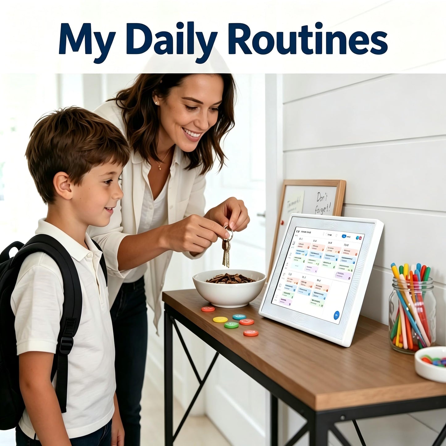 10.1" Smart Chore Chart & Visual Schedule for Kids - Digital Daily Routine Board, Neurodivergent Friendly Gamified Planner display, App Syncs w/ Google Calendar, No Subscription (Classic Routine Edition)