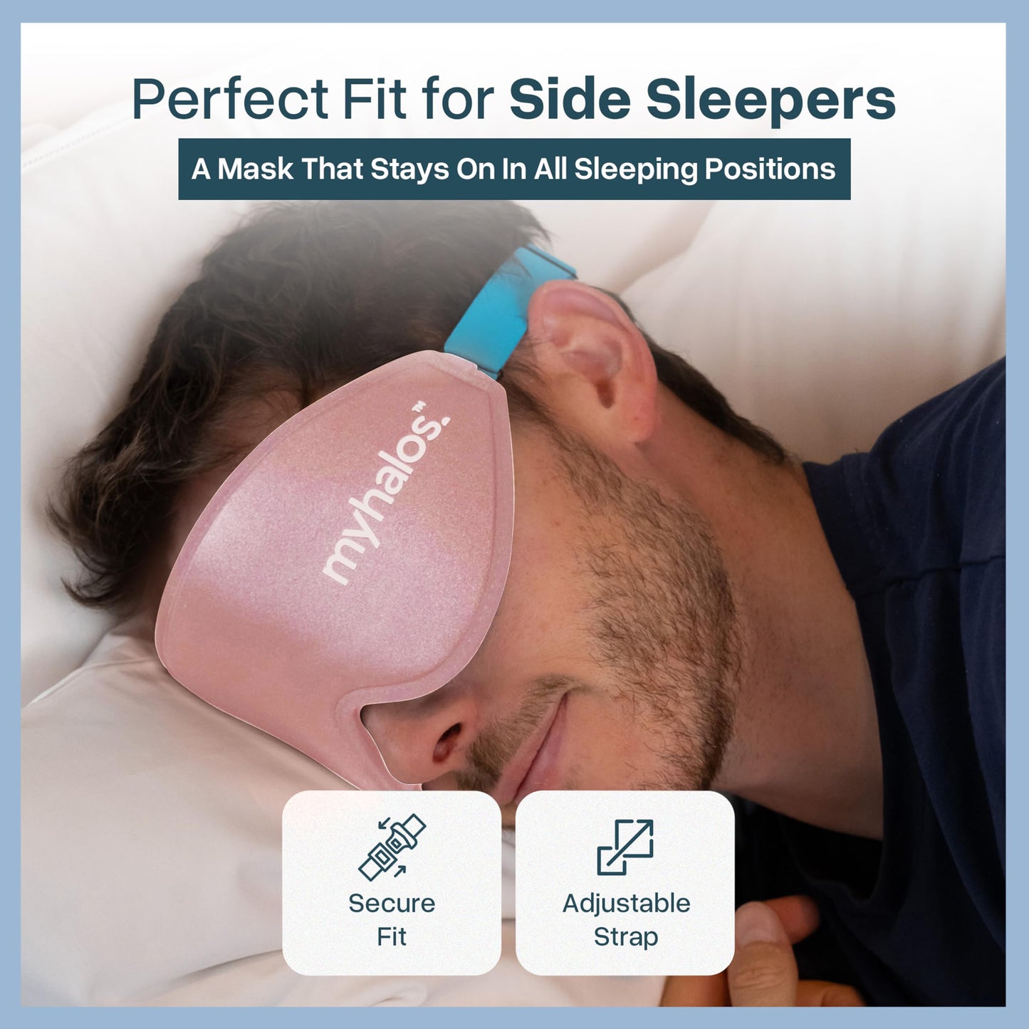 MyHalos® Sleep Mask – 3D Blackout Eye Mask for Women & Men, Side Sleepers, Zero Pressure Memory Foam Eyelash Friendly, Breathable,Award-Winning Sleep Aid for Travel (Black, 1 Count (Pack of 1)