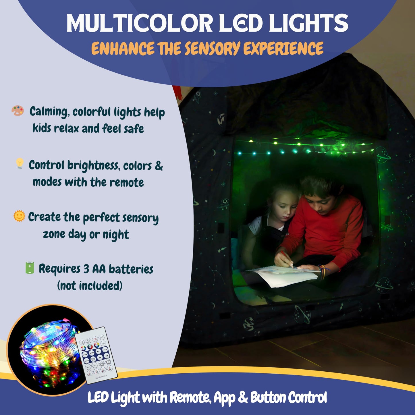 Sensory Tent for Autism & Calm Down Space (LED Blackout)