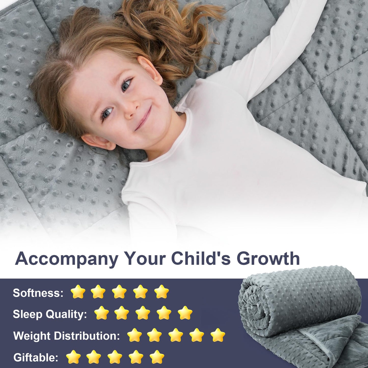 Alomidds Weighted Blanket, Luxury Velvet Weighted Blankets for Kids,Warm and Breathable Soft and Comfort Minky, Cute Heavy Blanket with Premium Glass Beads (41"x60" 7LBS, Purple)