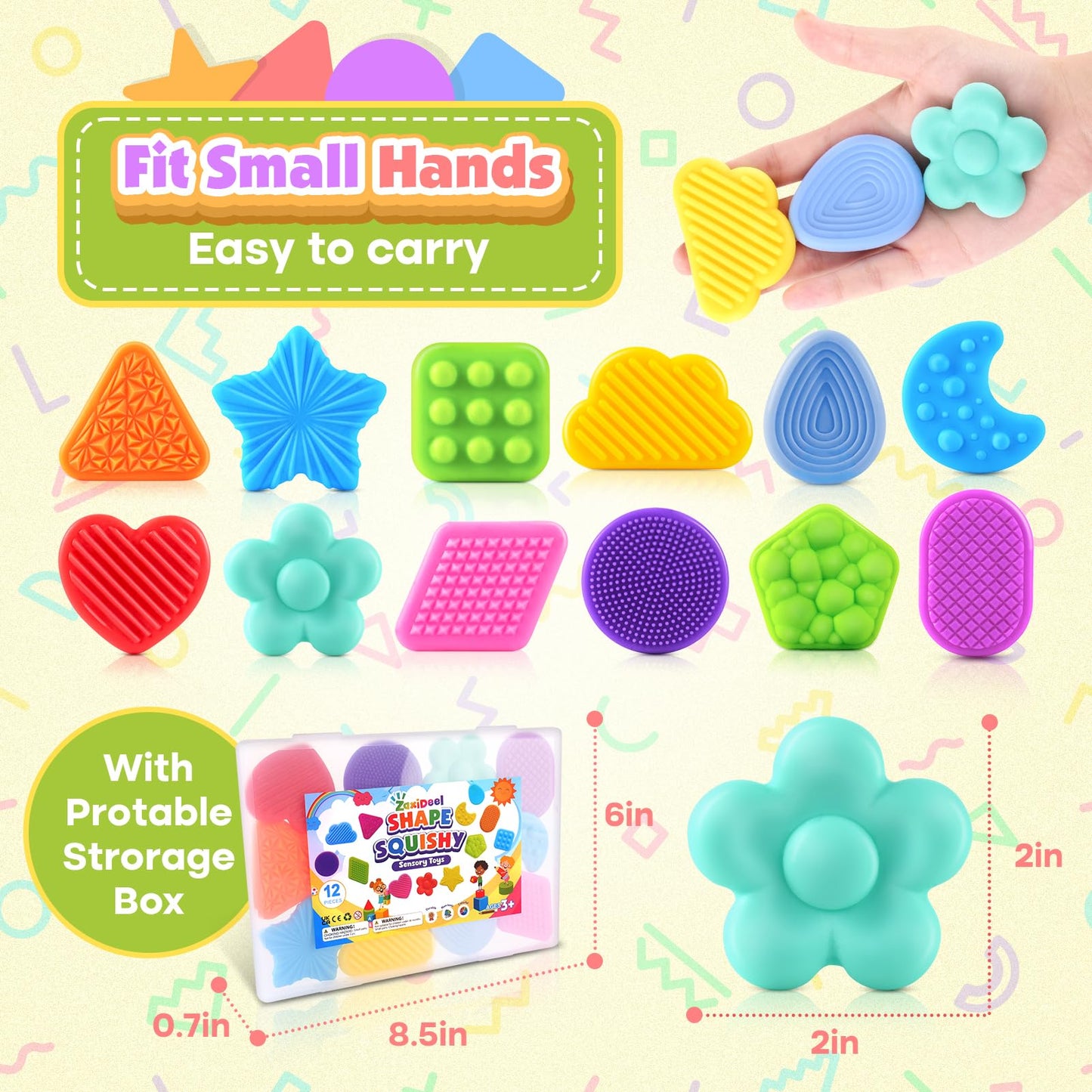 Squishy Sensory Toys for Kids Toddlers: Super Soft & Textured Sensory Fidget Toy for Autistic Children Special Needs | Stress Calming Toys for Kids | Baby Stocking Stuffers Fidget Toy for Autism, ADHD