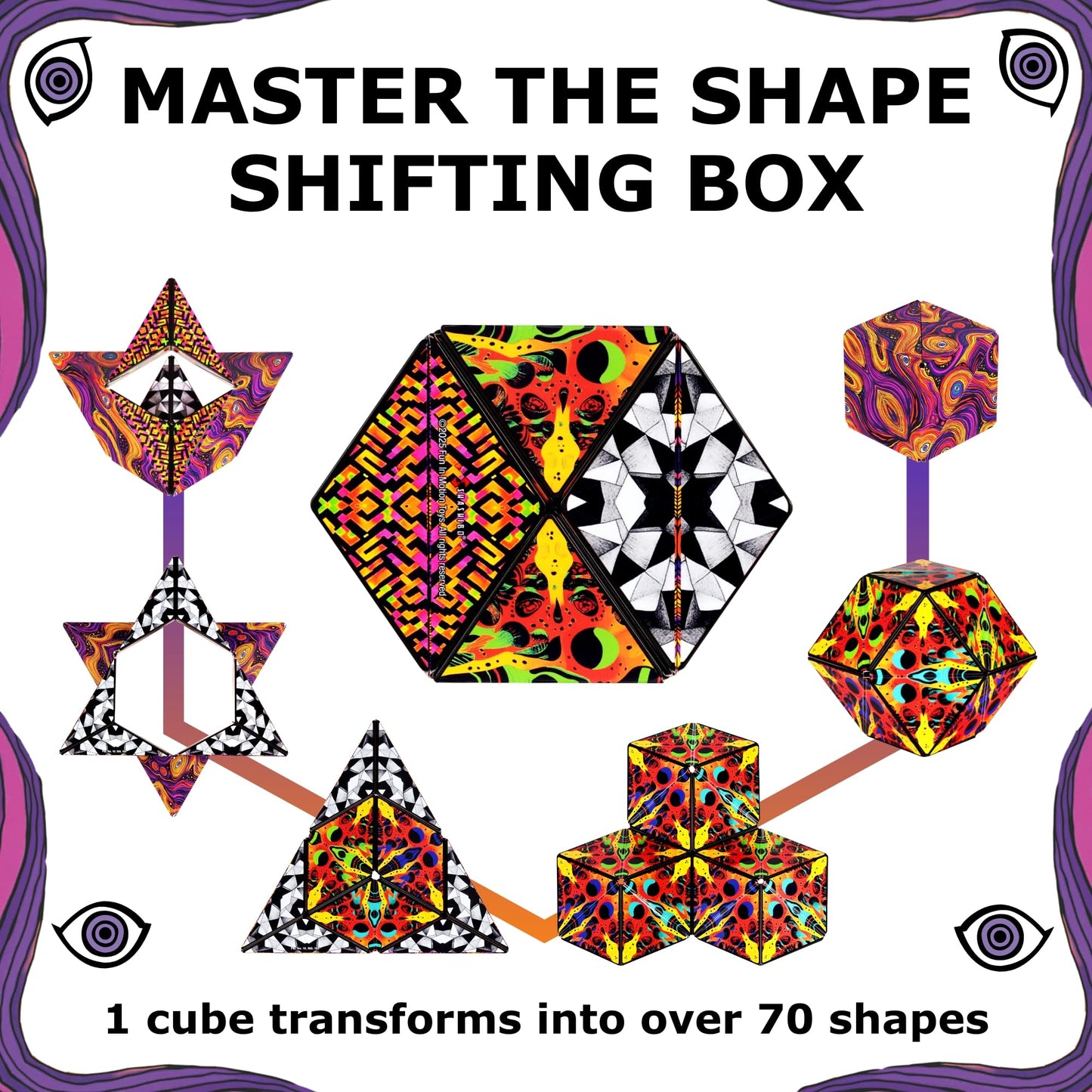 Shashibo Sensory Fidget Toy for Adults & Kids, Stress Relief Fidget Toy for Adults, Teens & Kids, Cool Fidget Toys for Desk, Classroom Must Have, Sensory Shape Shifting Cube, 100+ Possible Shapes