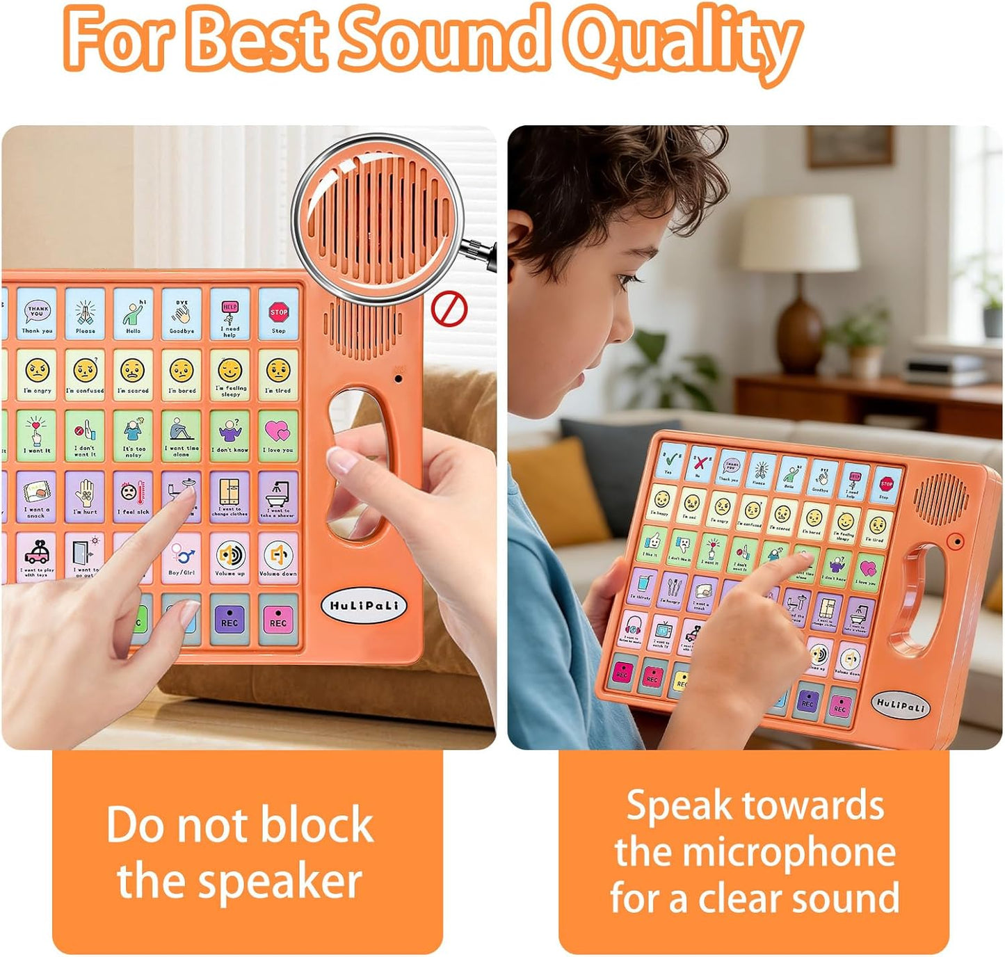 AAC Device for Autism with Grip Handle - 40 Pre-Installed Buttons & 8 Programmable Keys, Non-Verbal Communication Tool for Speech Therapy, Stroke Rehab & Aphasia, Adjustable Volume Talking Aid
